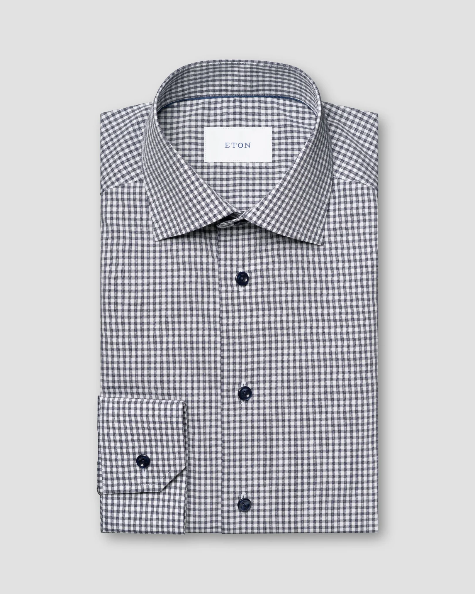 Eton - fine check poplin shirt cut away 260