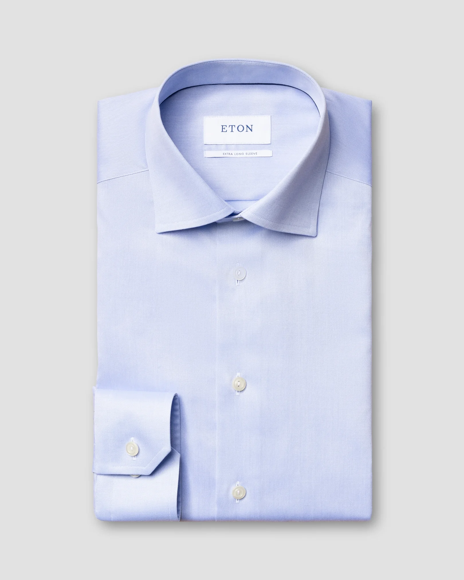 Eton - Light Blue Signature Twill Shirt – Extra Long Sleeves