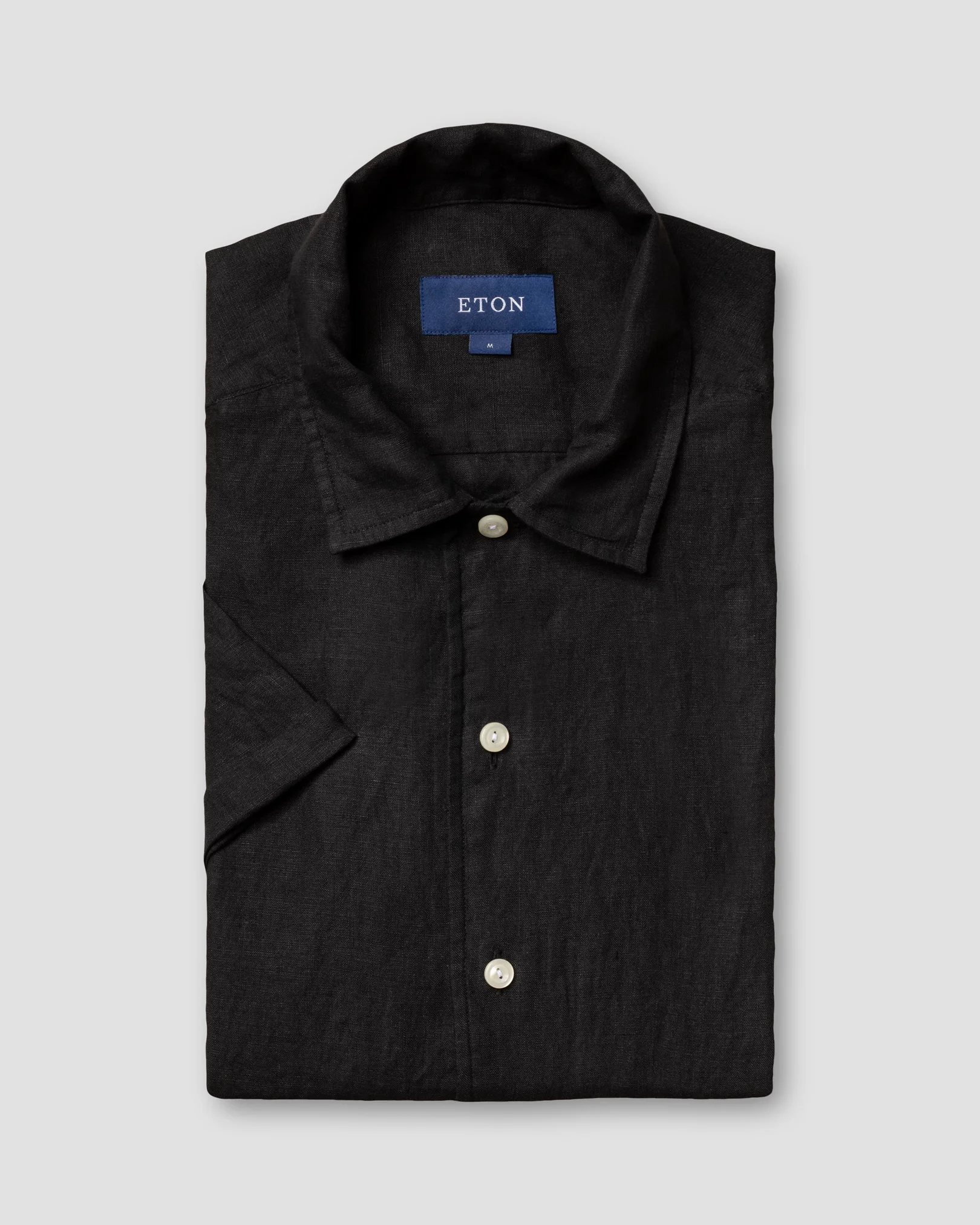 Eton - black resort linen shirt