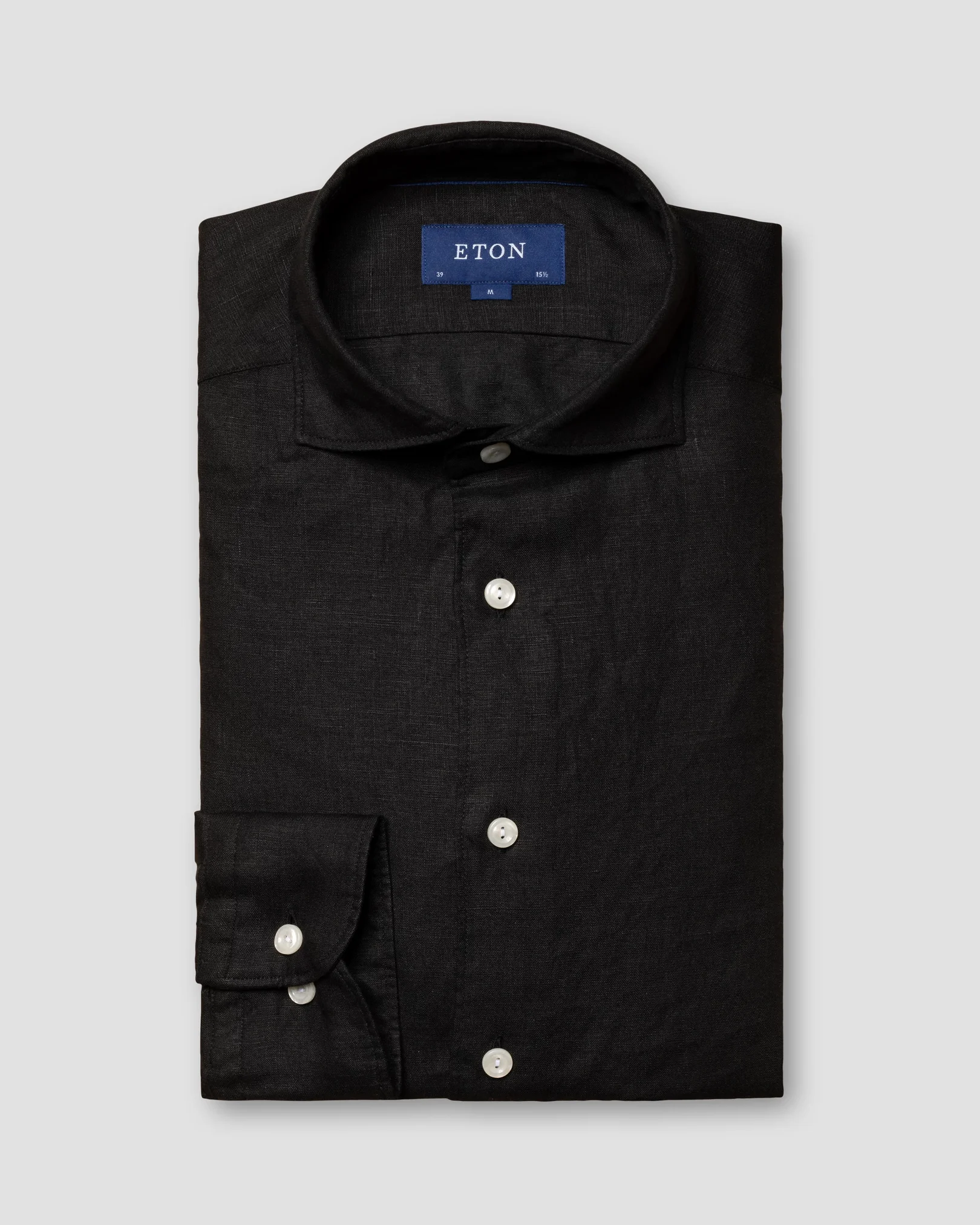 ELM-5009P000302N BLACK EMBROIDERED LINEN SHIRT