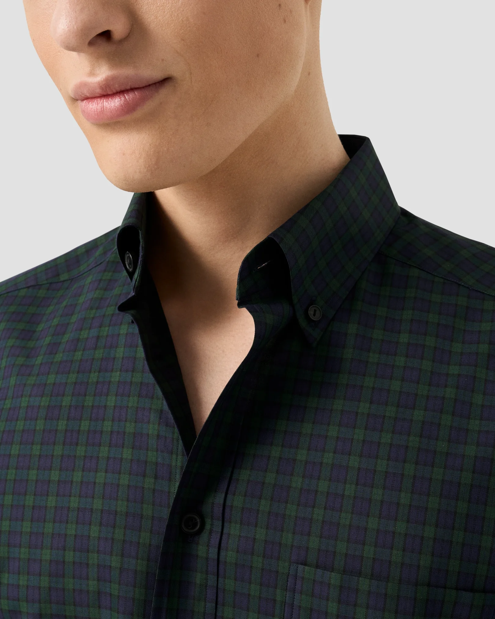 Eton - nvy tartan plaid check shirt