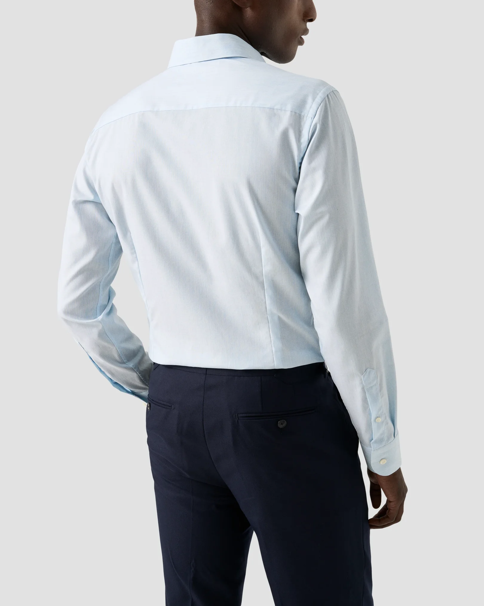 Eton - light blue solid twill shirt wide spread 258