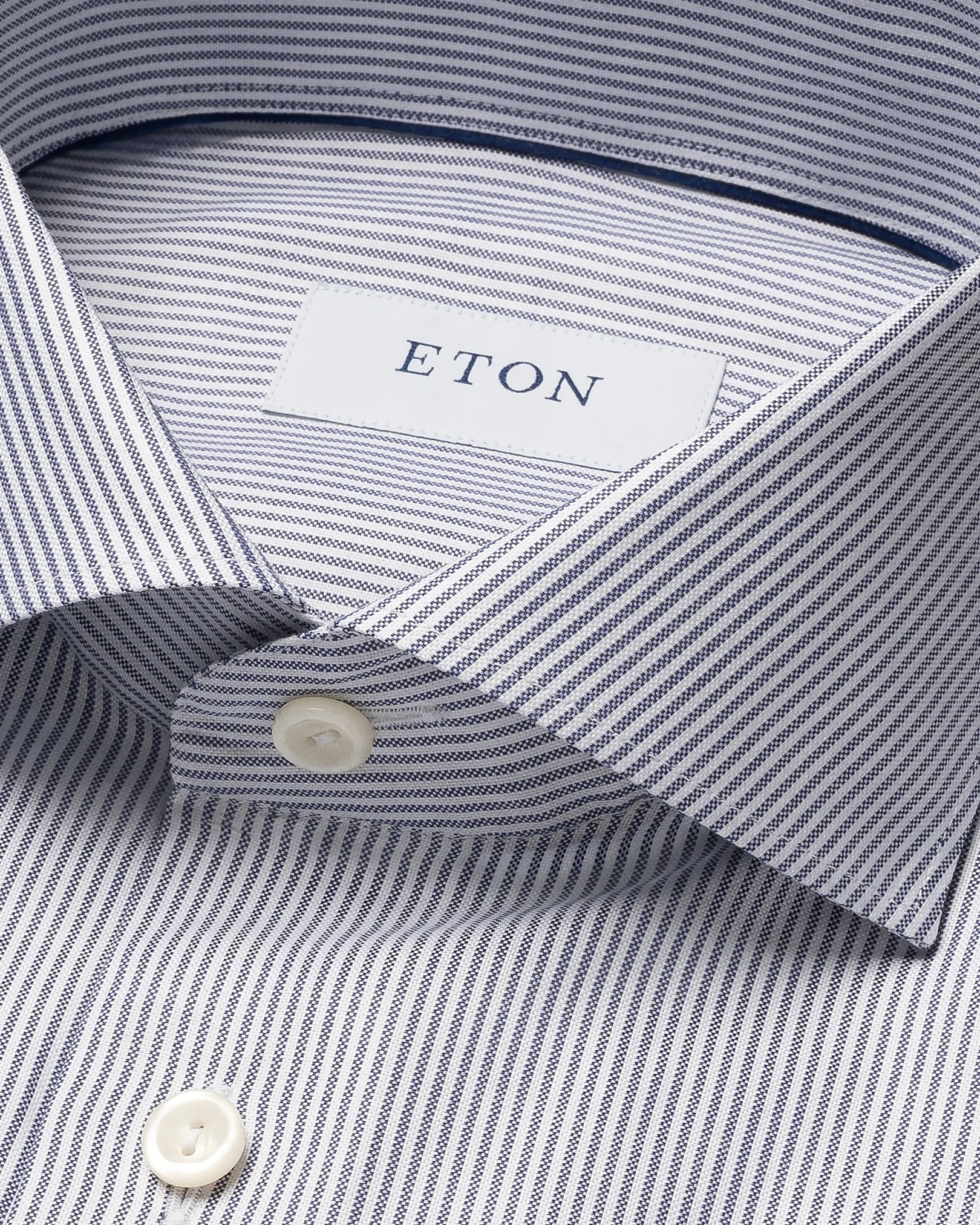 Eton - navy blue striped signature oxford shirt