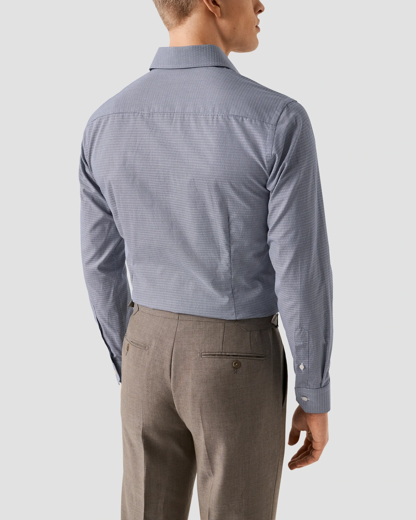 Eton - dark blue semi solid signature dobby shirt