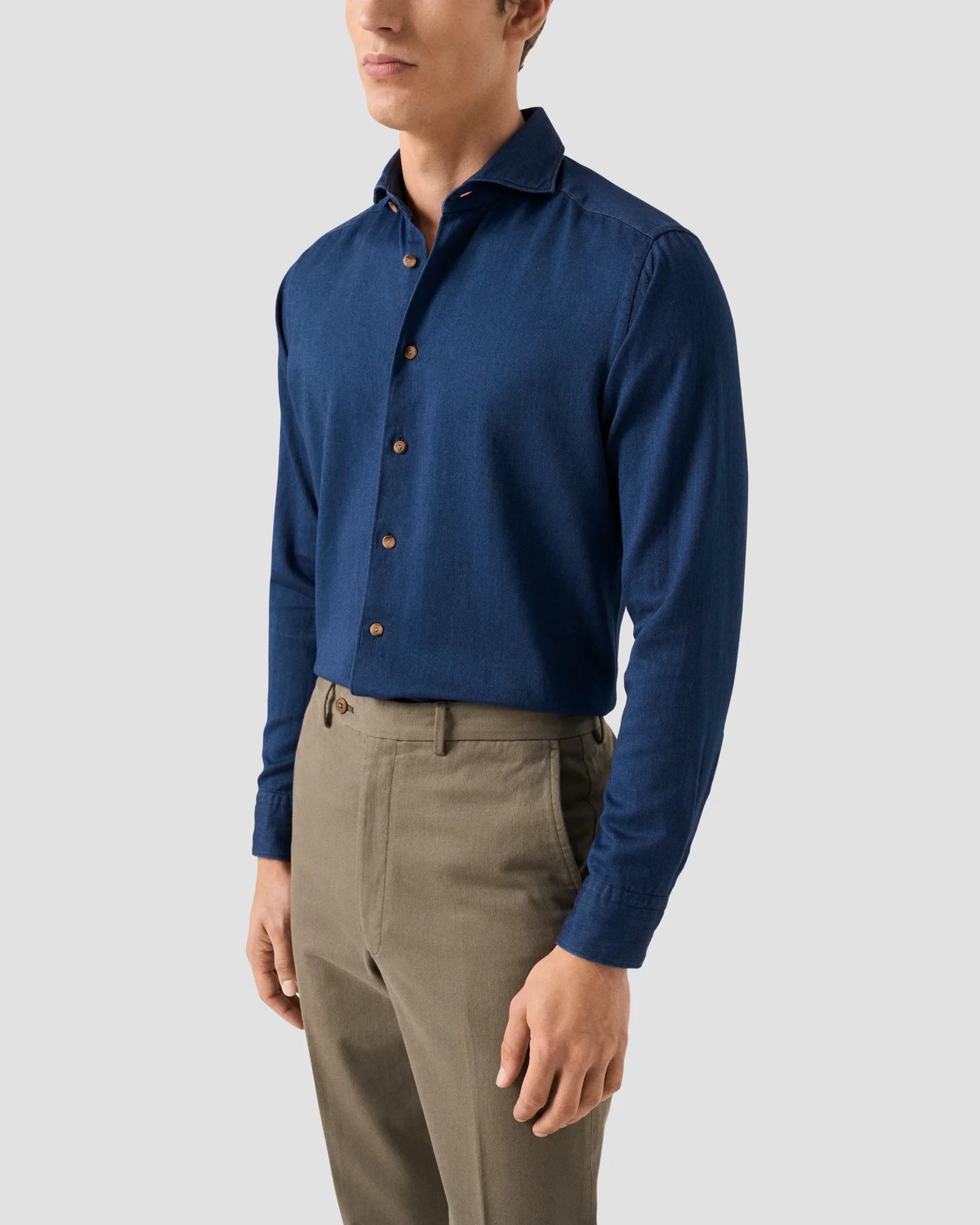 Eton - Navy blue Satin Indigo Shirt