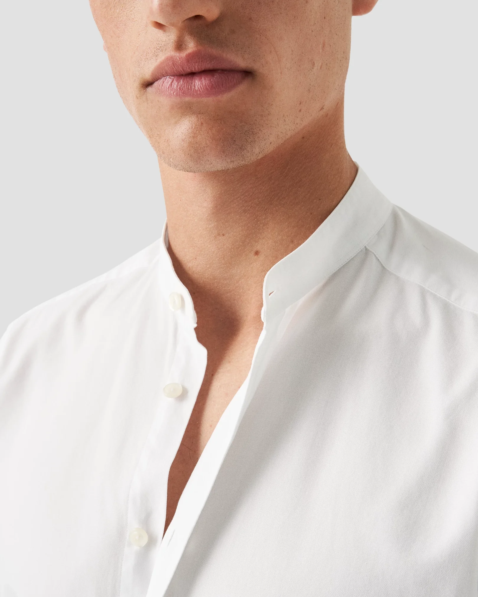Eton - white solid oxford band collar shirt