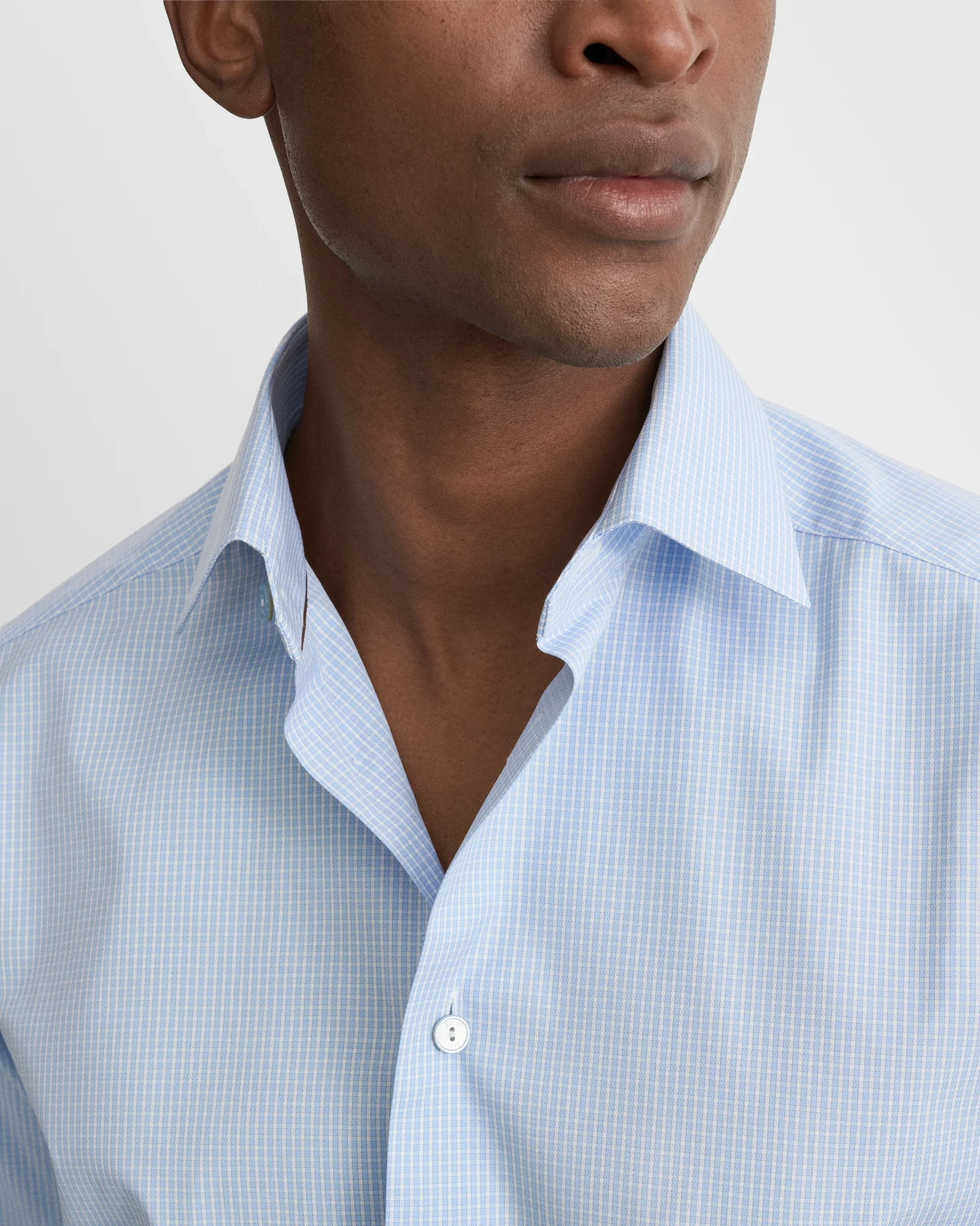Eton - light blue supima check 263