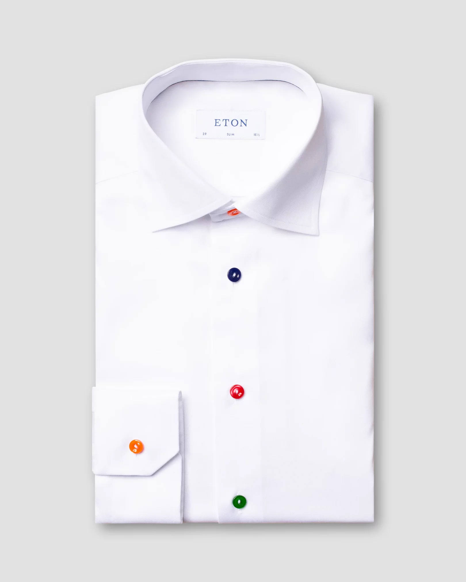 Eton - white signature twill shirt mixed buttons