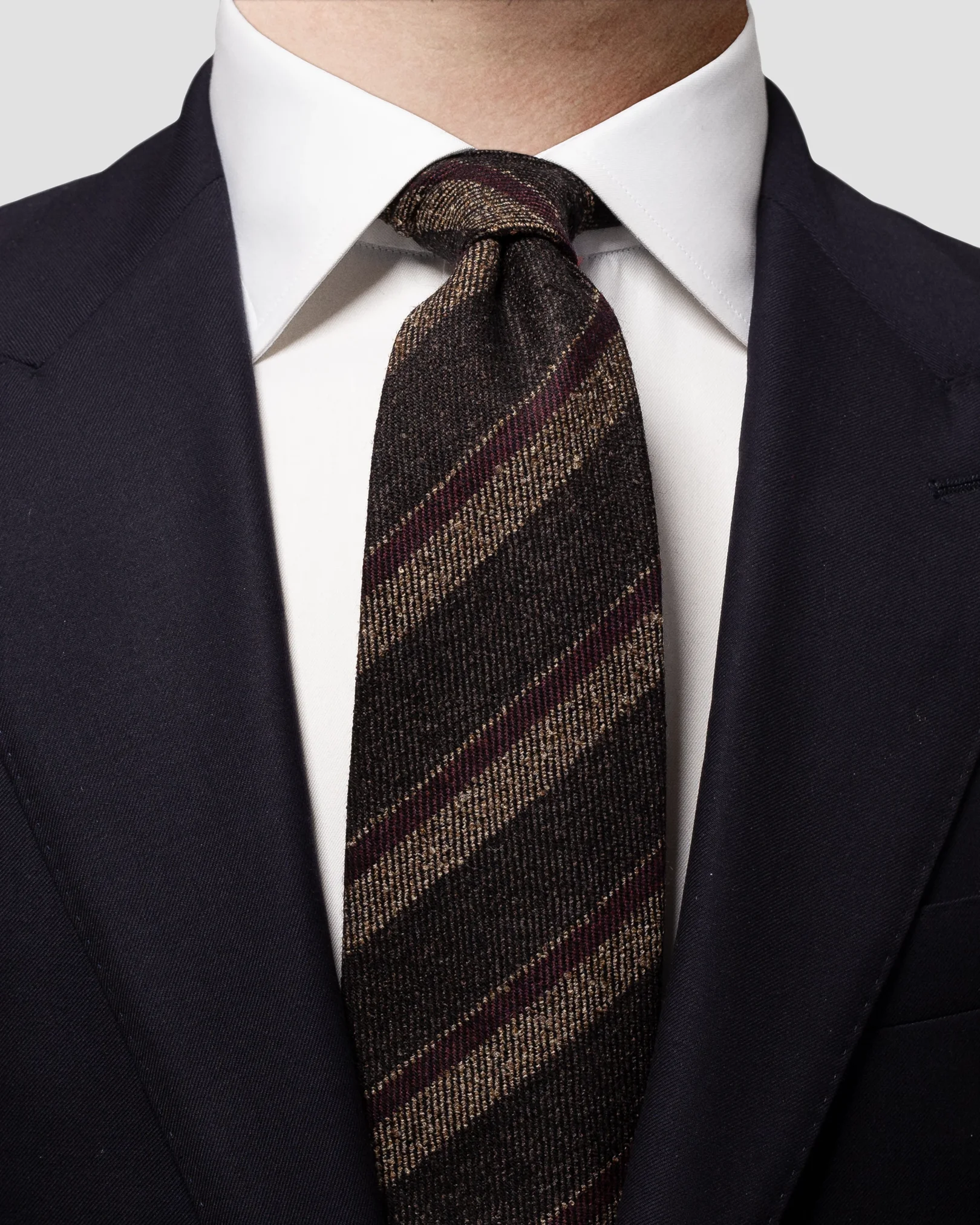 Eton - brown striped wool blend tie