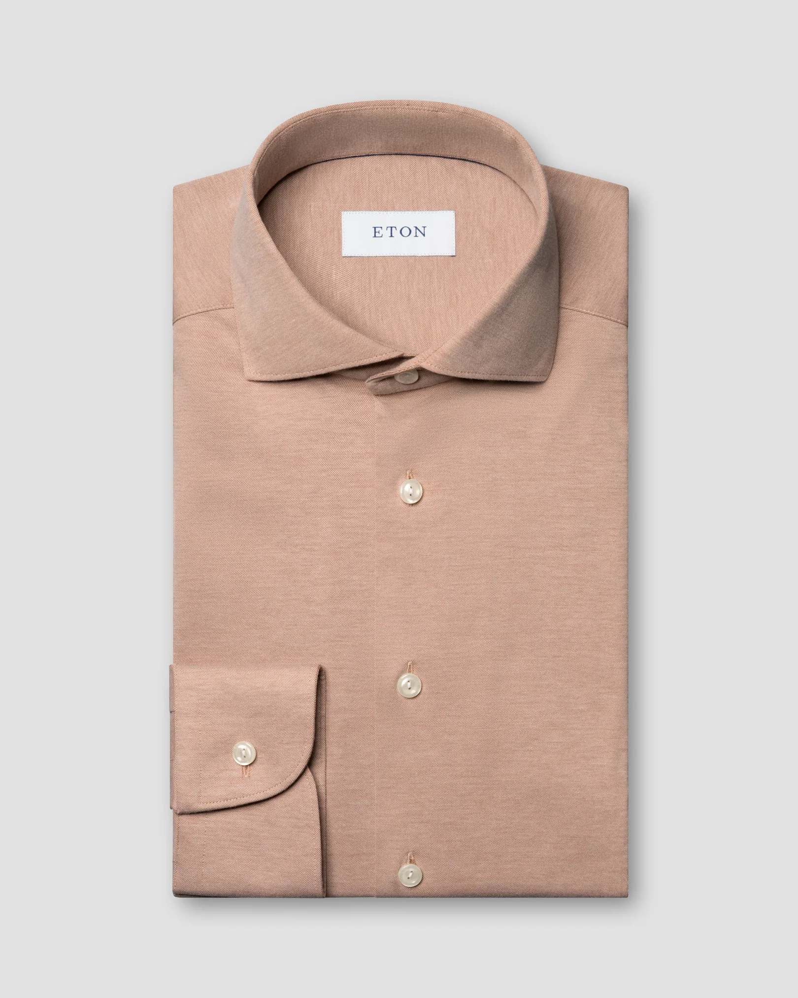 Eton - beige semi solid cotton four way stretch