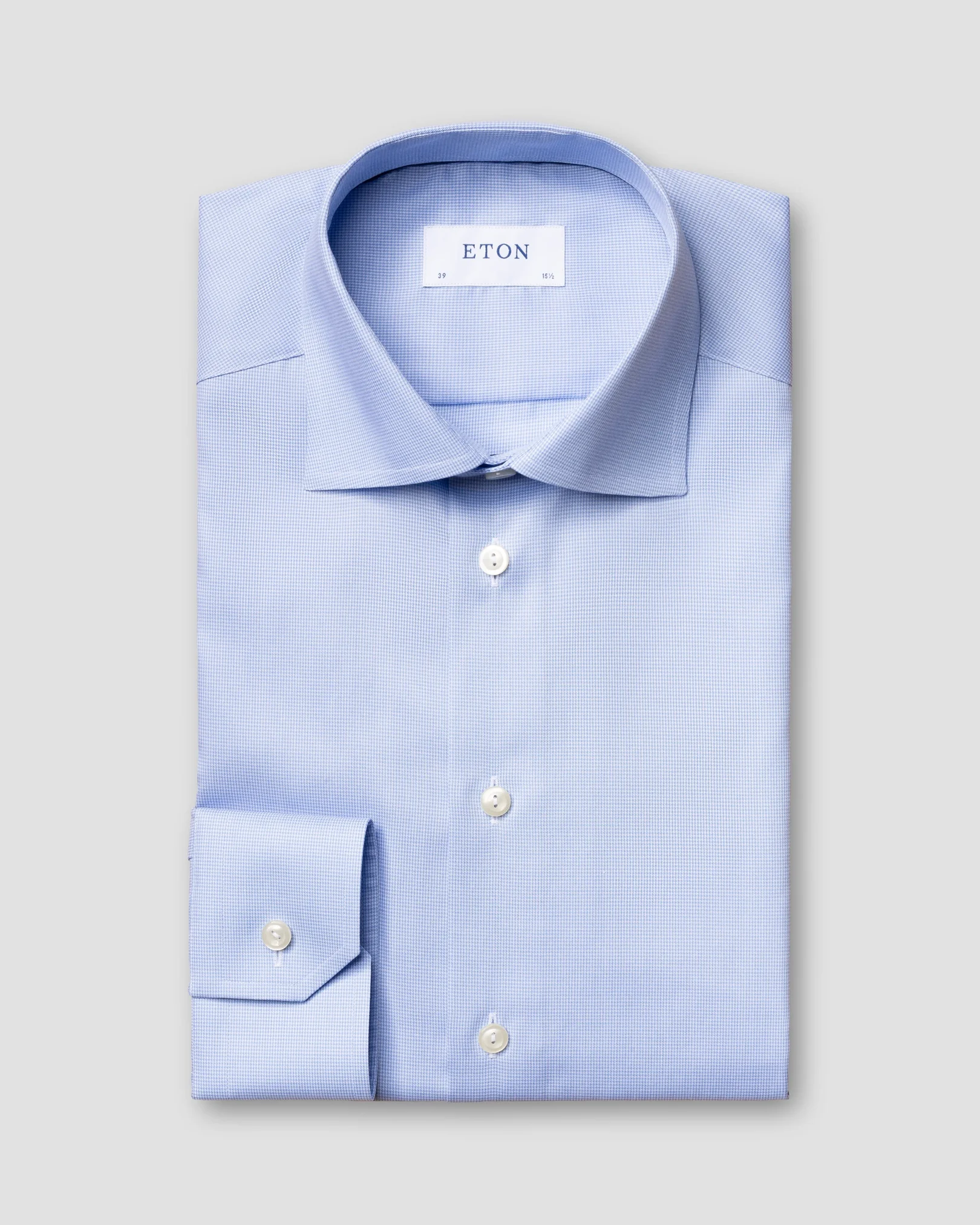 Eton - Light Blue Houndstooth Fine Twill Shirt