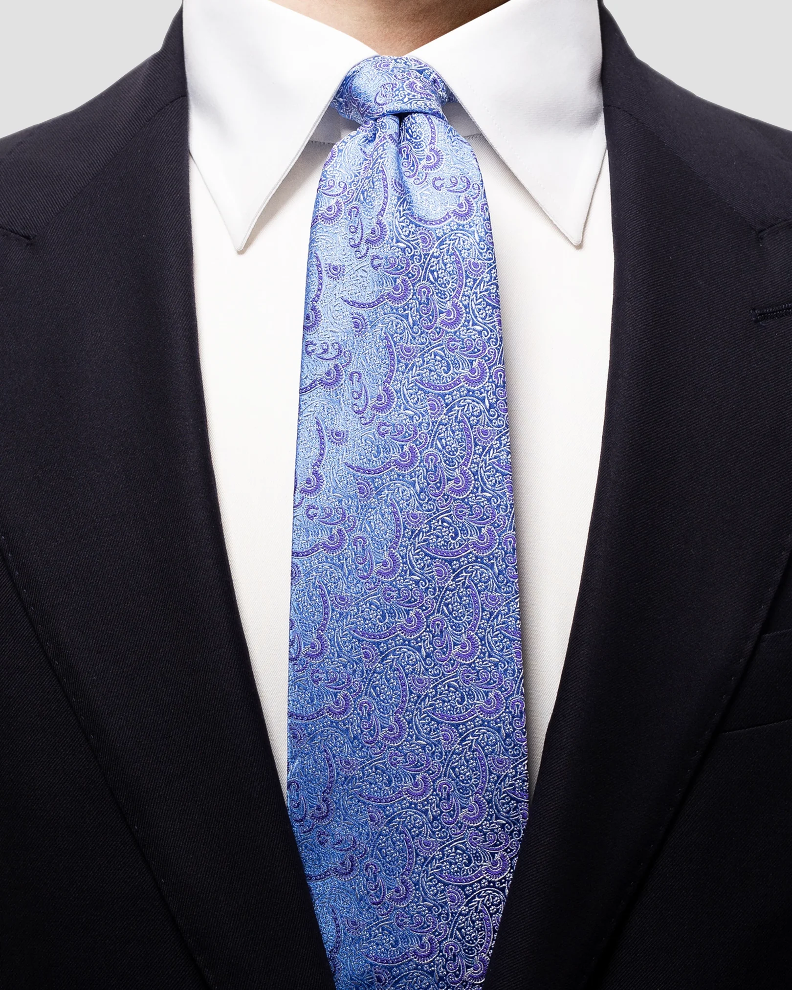 Eton - purple blue paisley silk tie