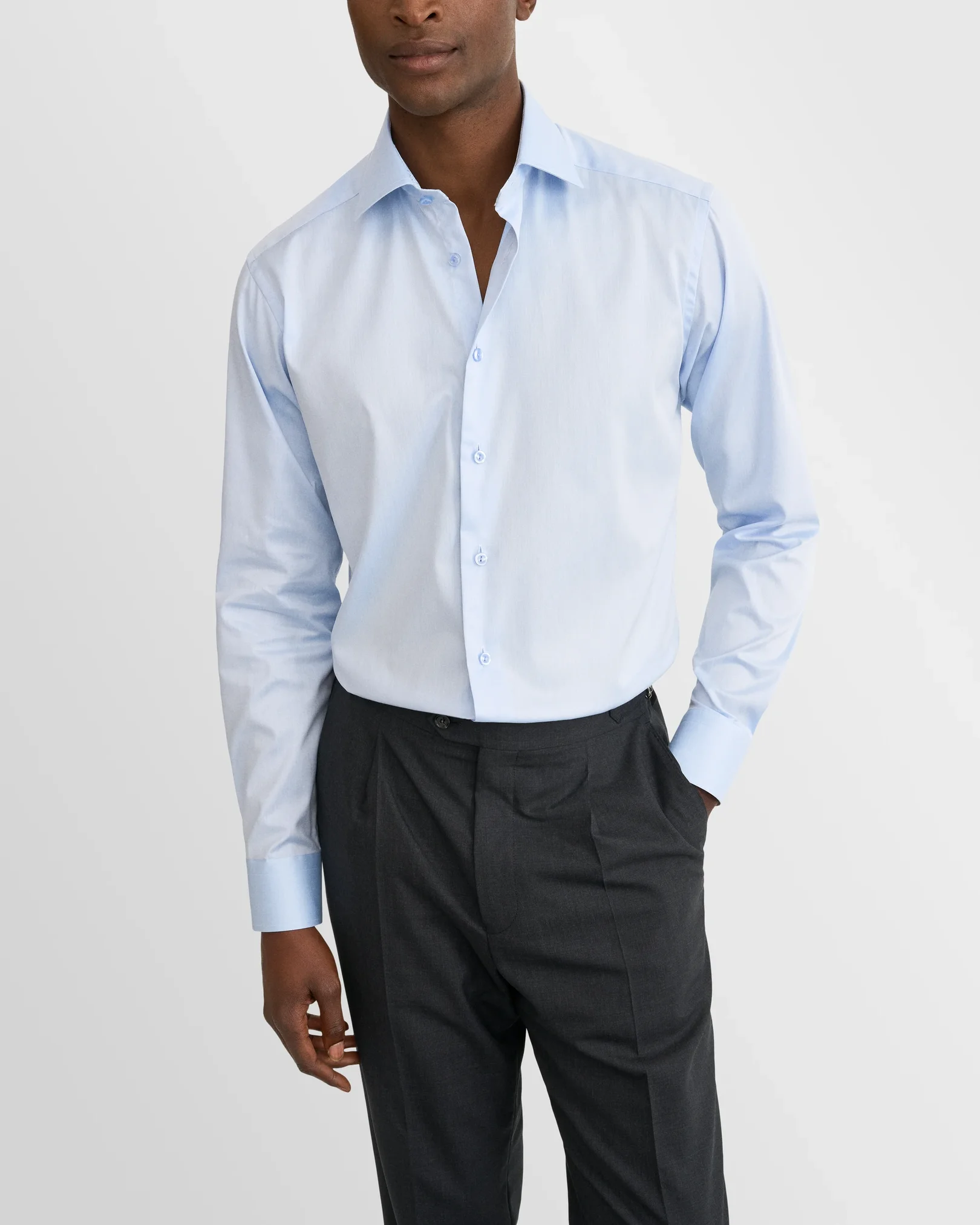 Eton - light blue geometric effect signature twill 268