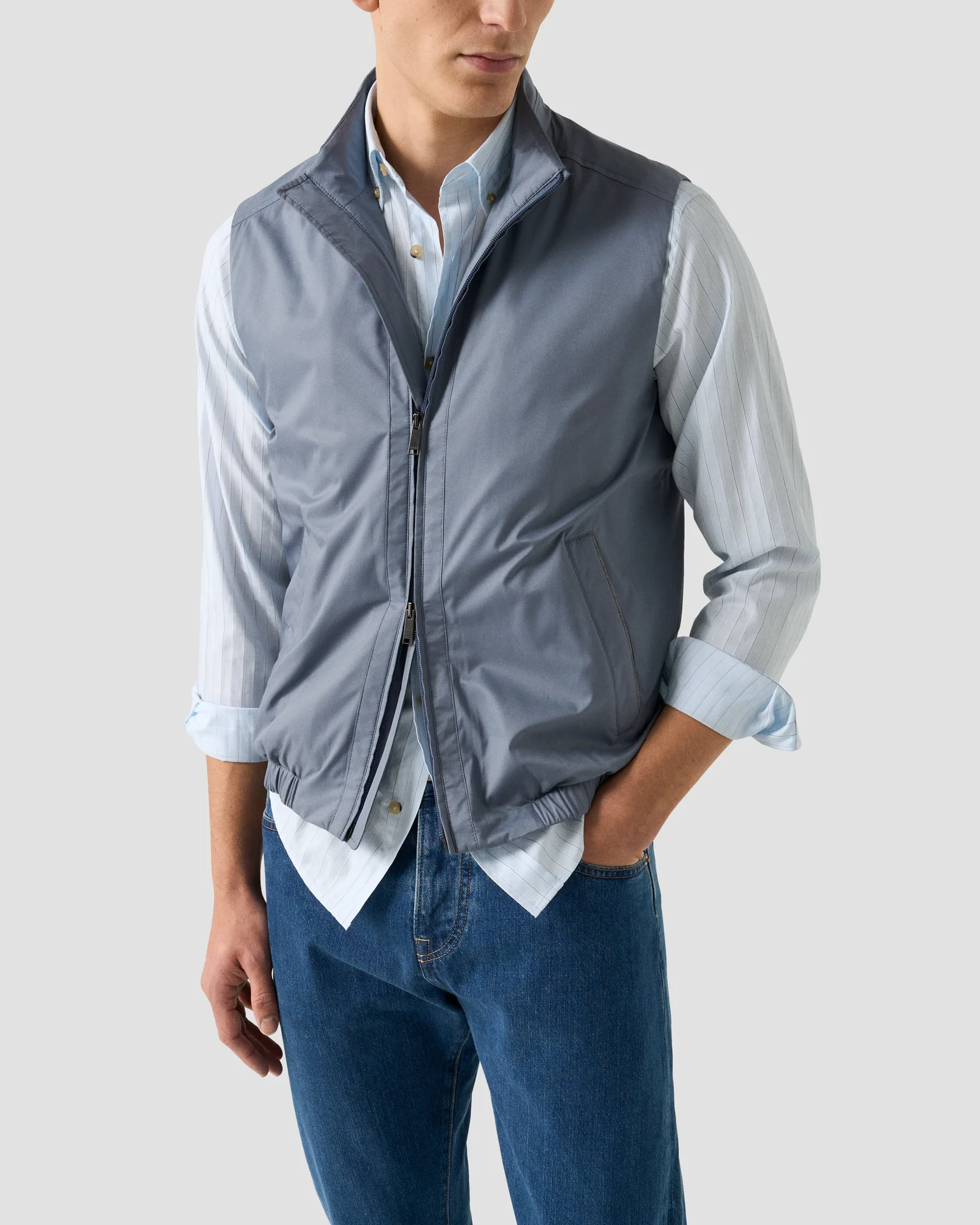 Eton - mid blue pin striped signature oxford shirt button down