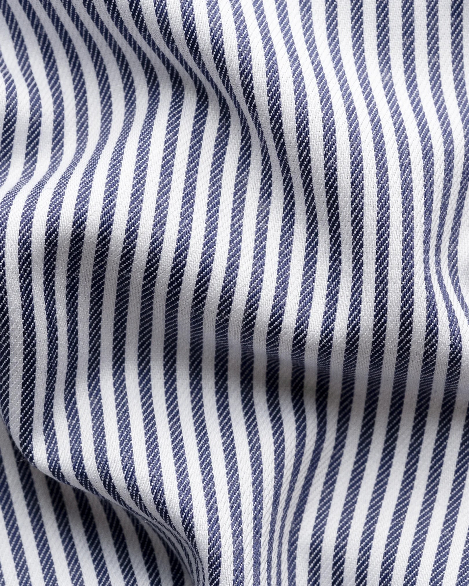 Eton - navy blue bengal striped cotton tencel tm lyocell shirt