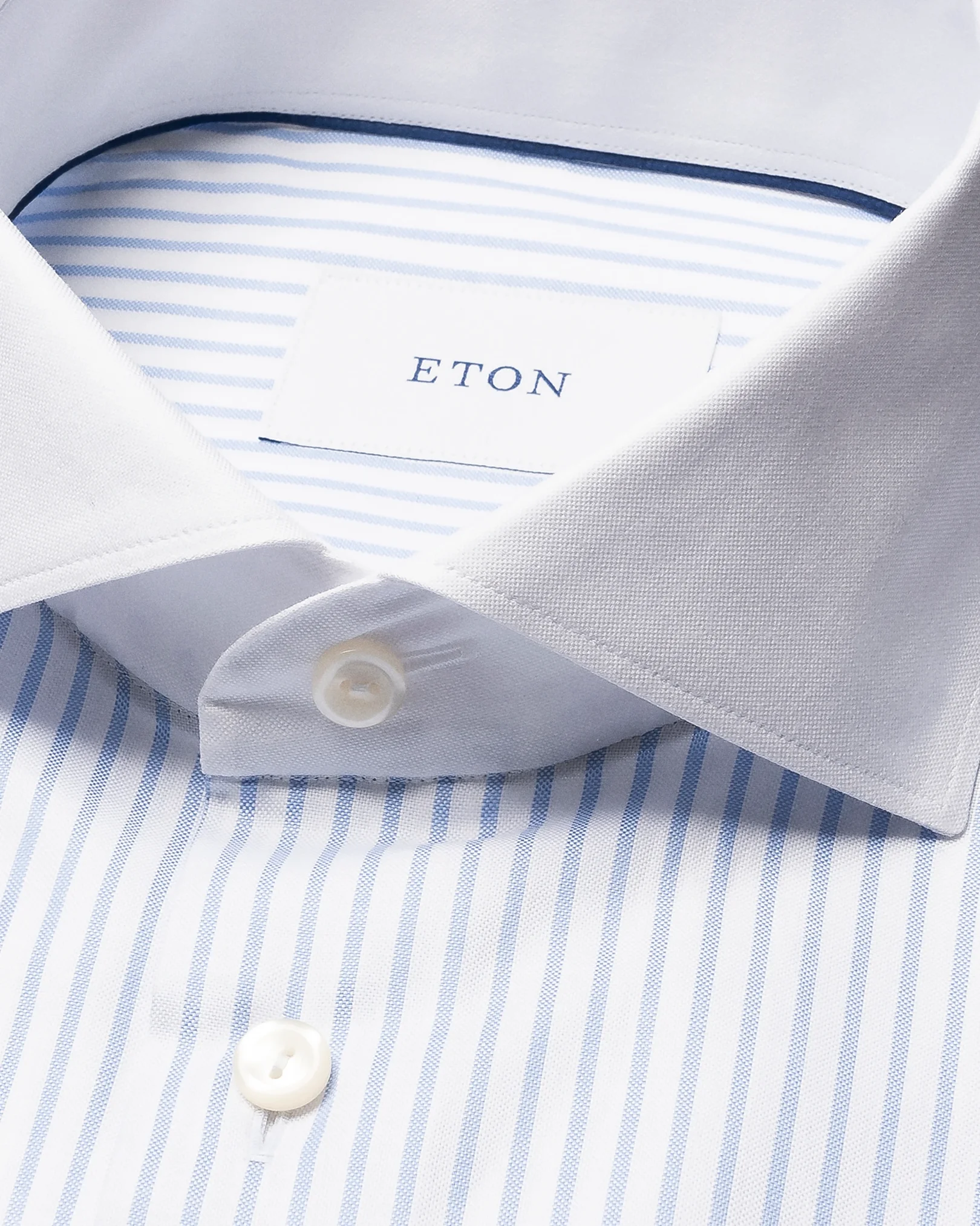 Eton - blue striped signature oxford shirt wide spread 266