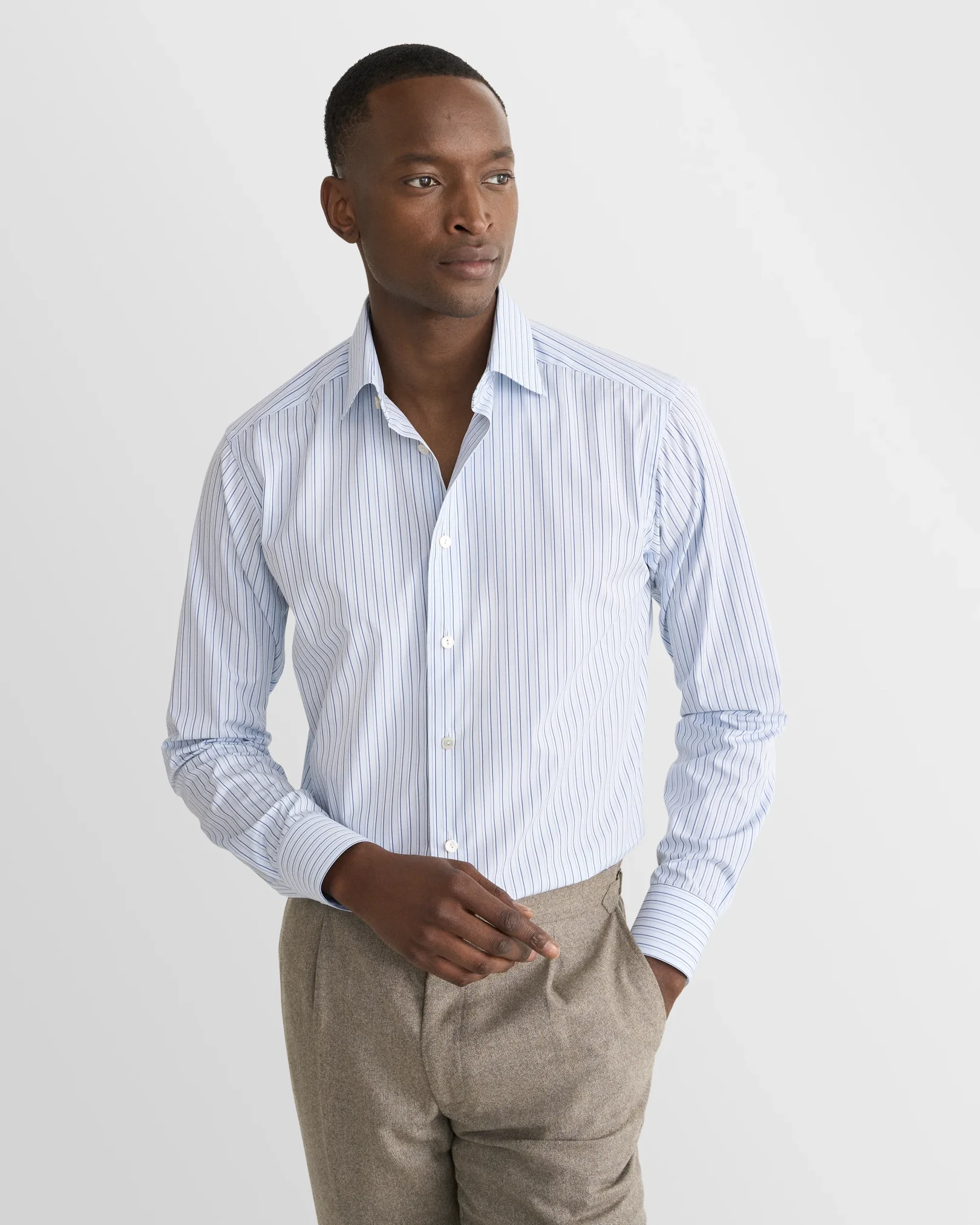 Eton - light blue striped supima 266