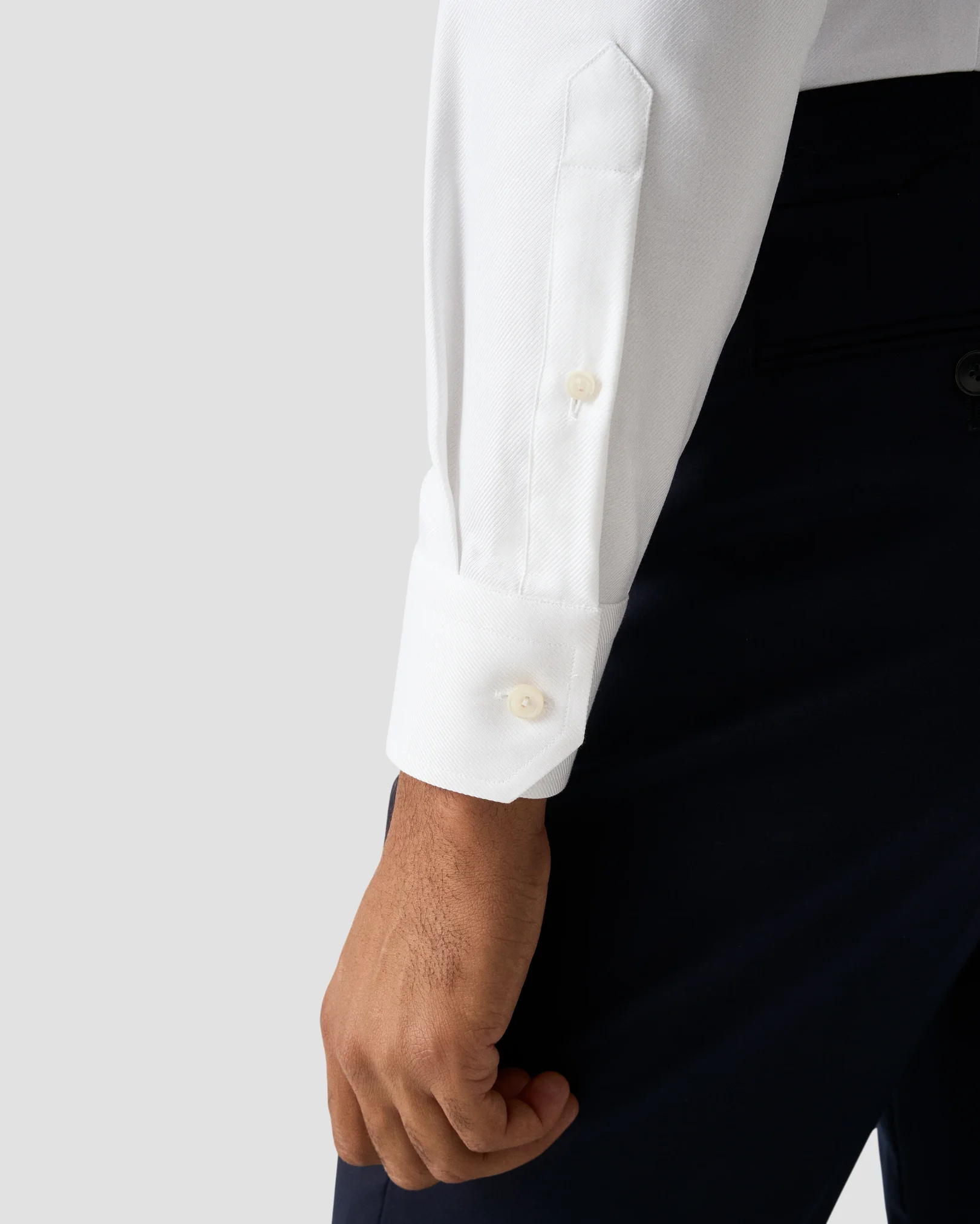 Eton - white textured twill shirt