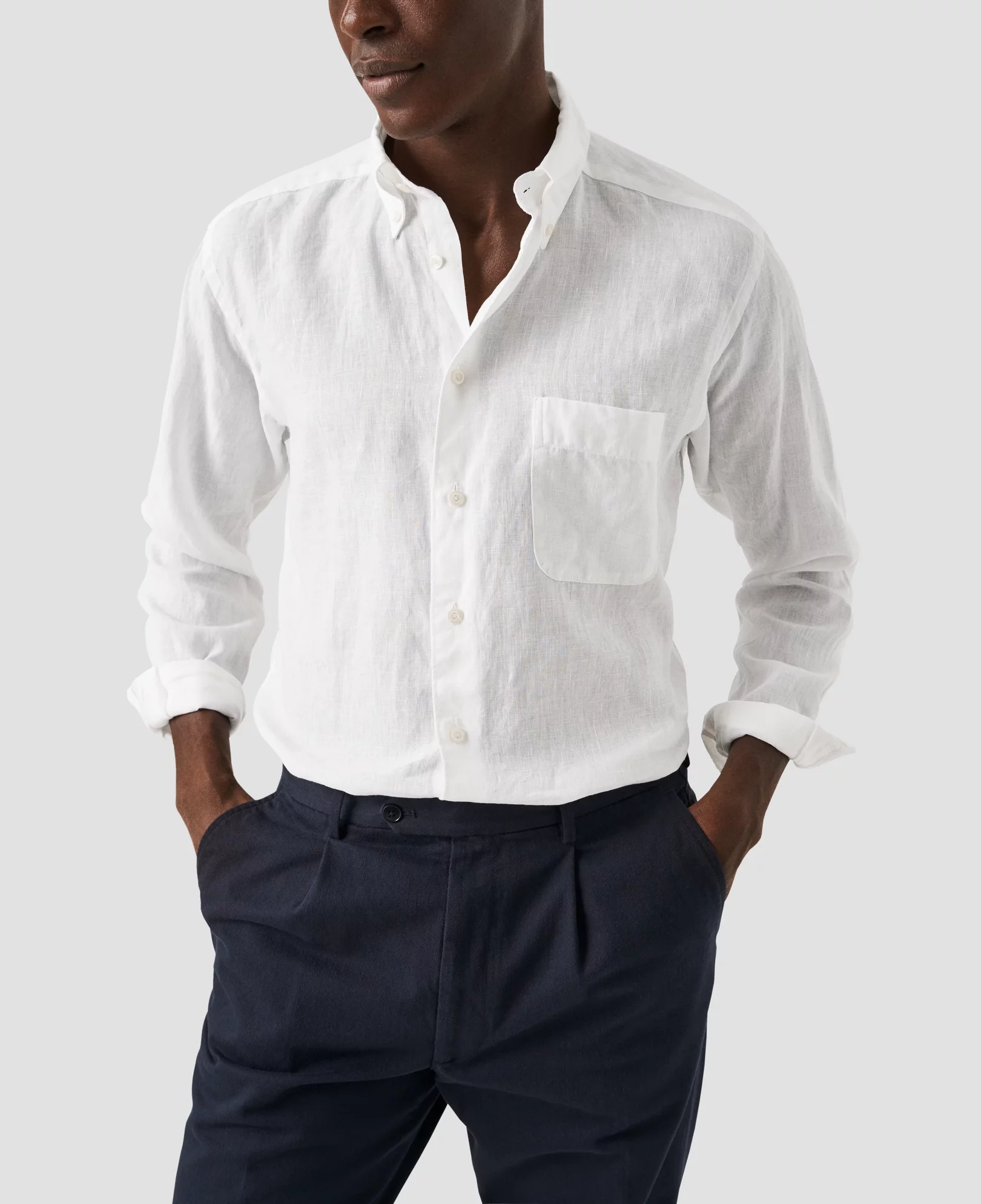 Eton - White Solid Linen Shirt