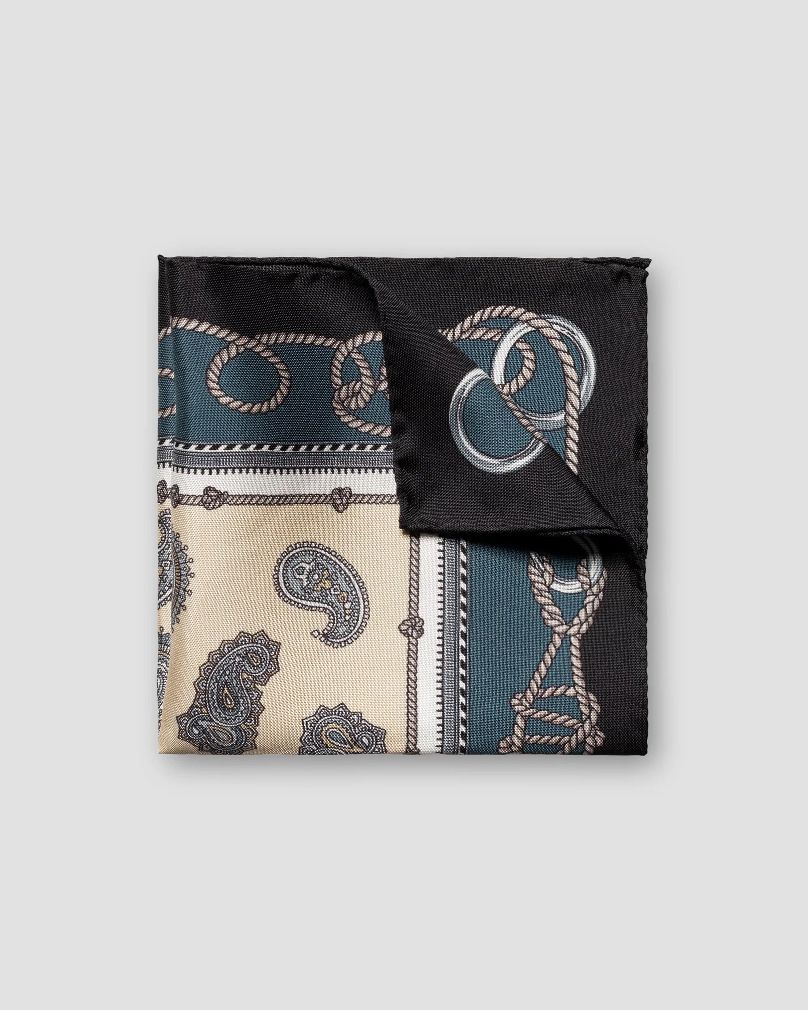 Eton - black paisley silk pocket square