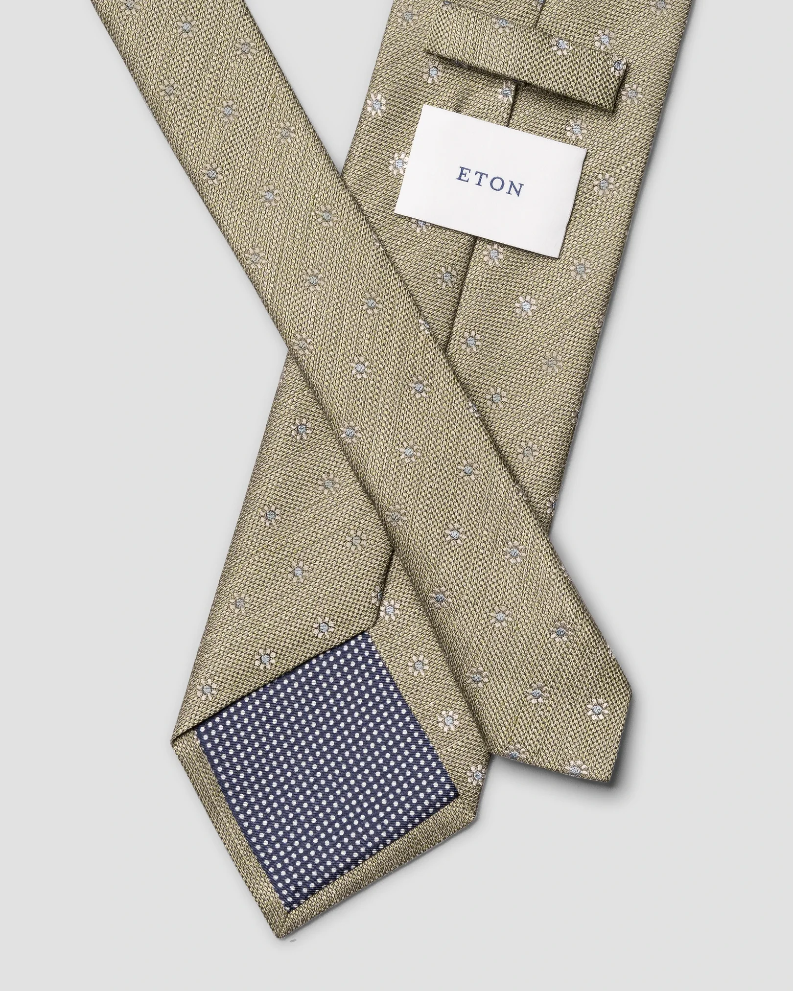 Eton - light green floral woven linen silk tie