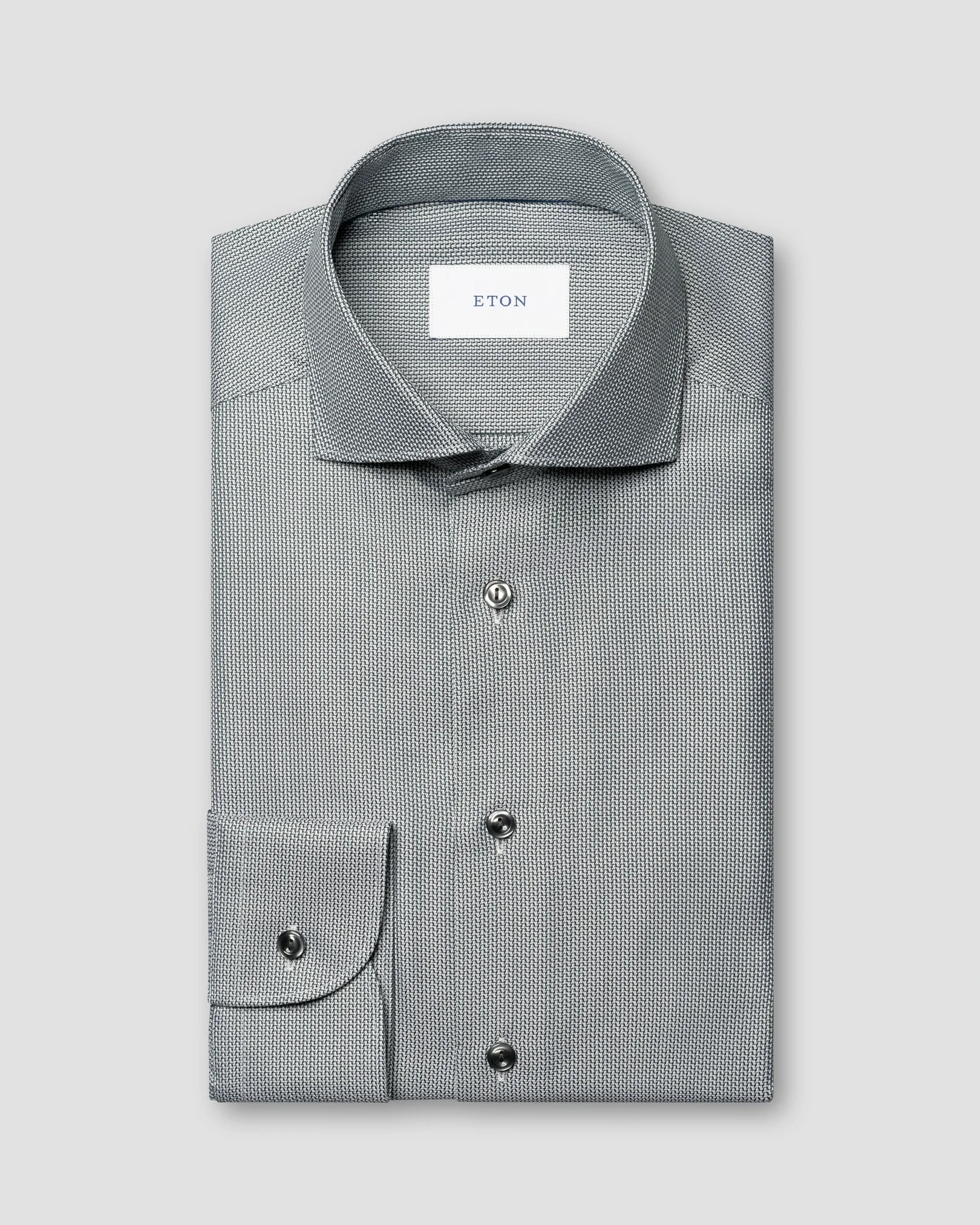 Eton - dark green semi solid dobby shirt