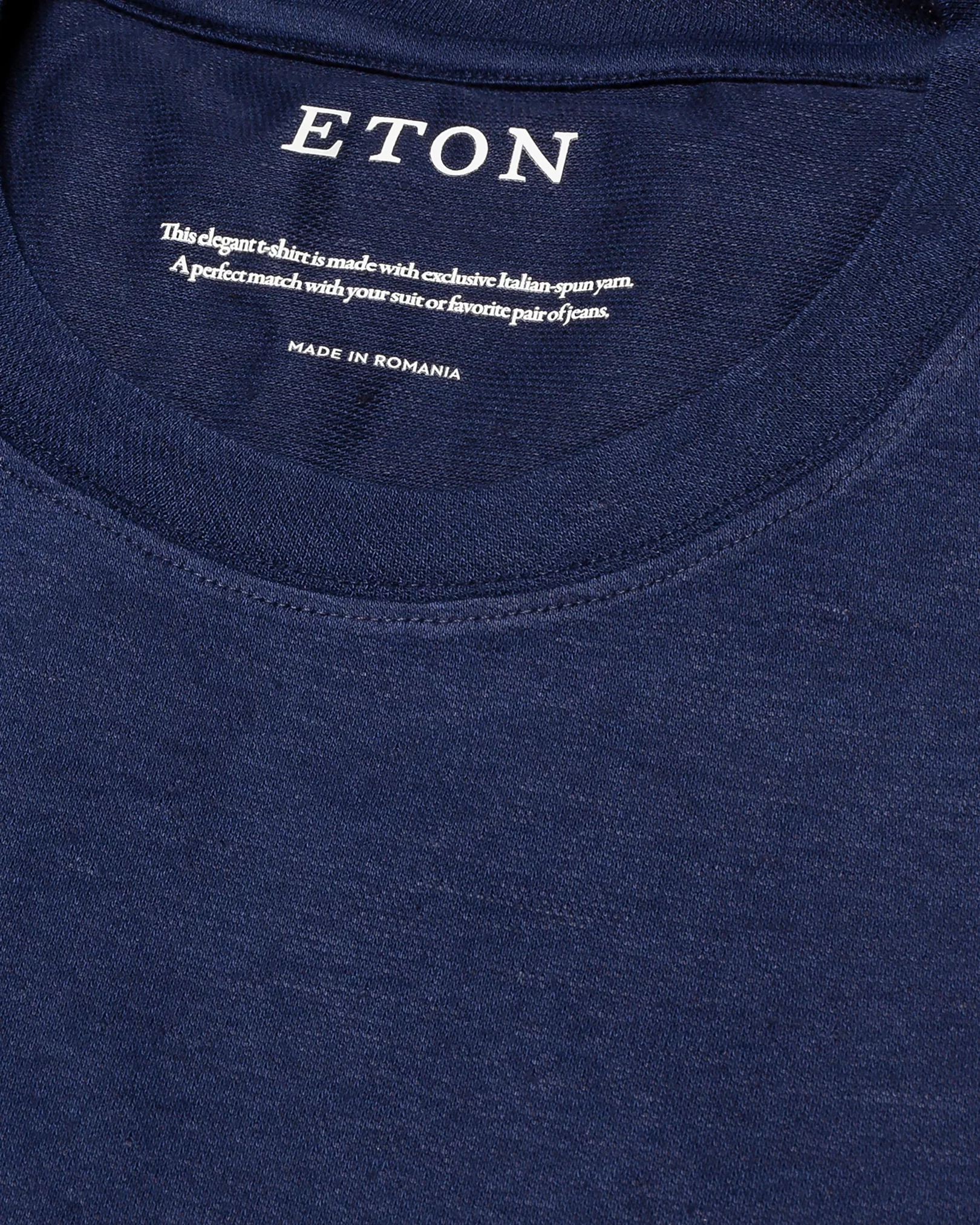 Eton - navy blue pique t shirt short sleeve boxfit t shirt