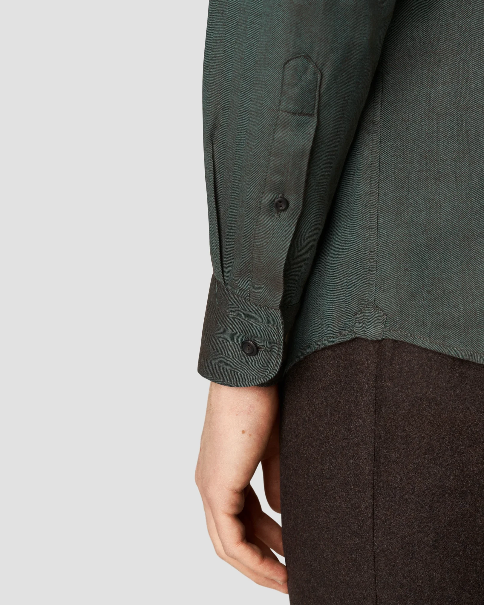 Eton - dark green lightweight flannel shirt