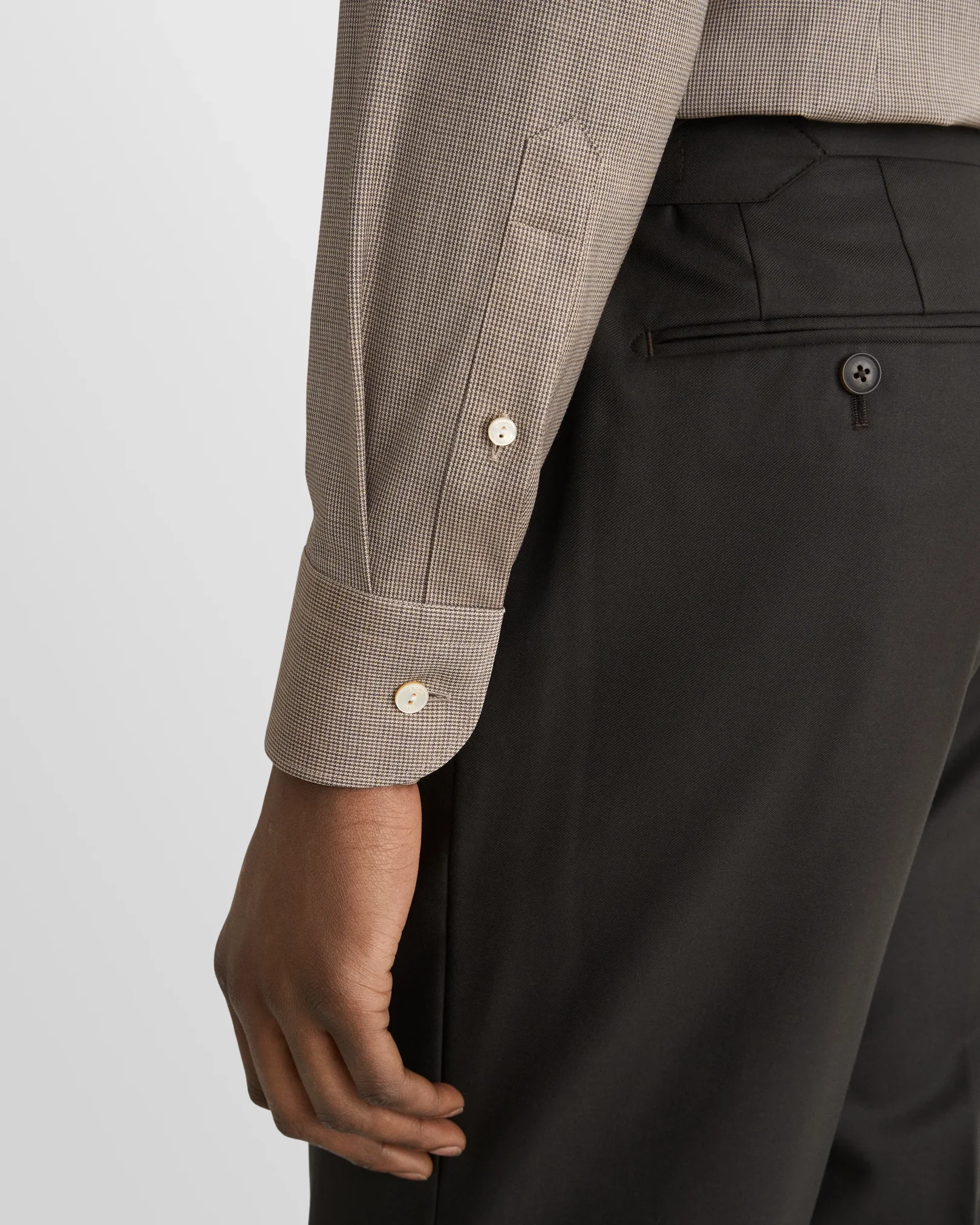 Eton - brown houndstooth merino shirt