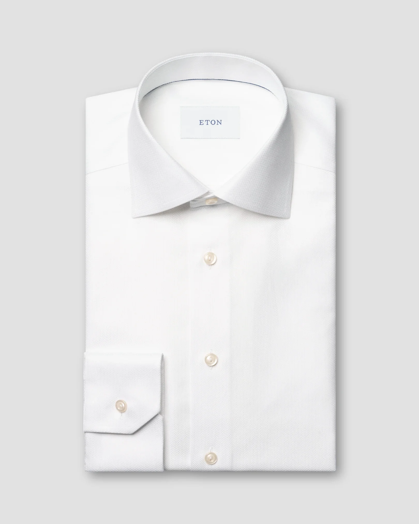 Eton - white herringbone signature twill shirt