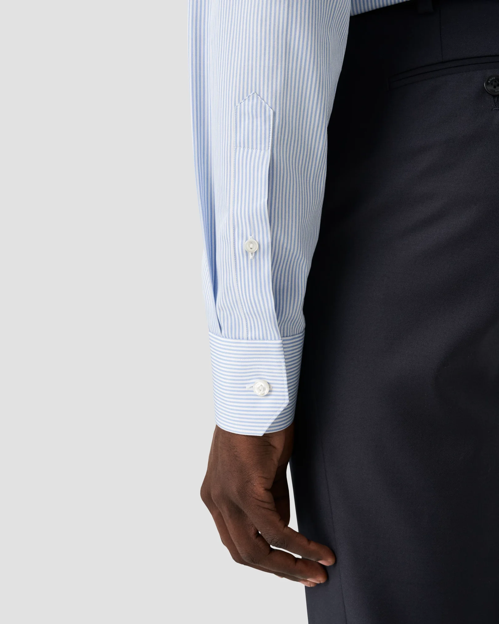 Eton - light blue striped elevated shirt