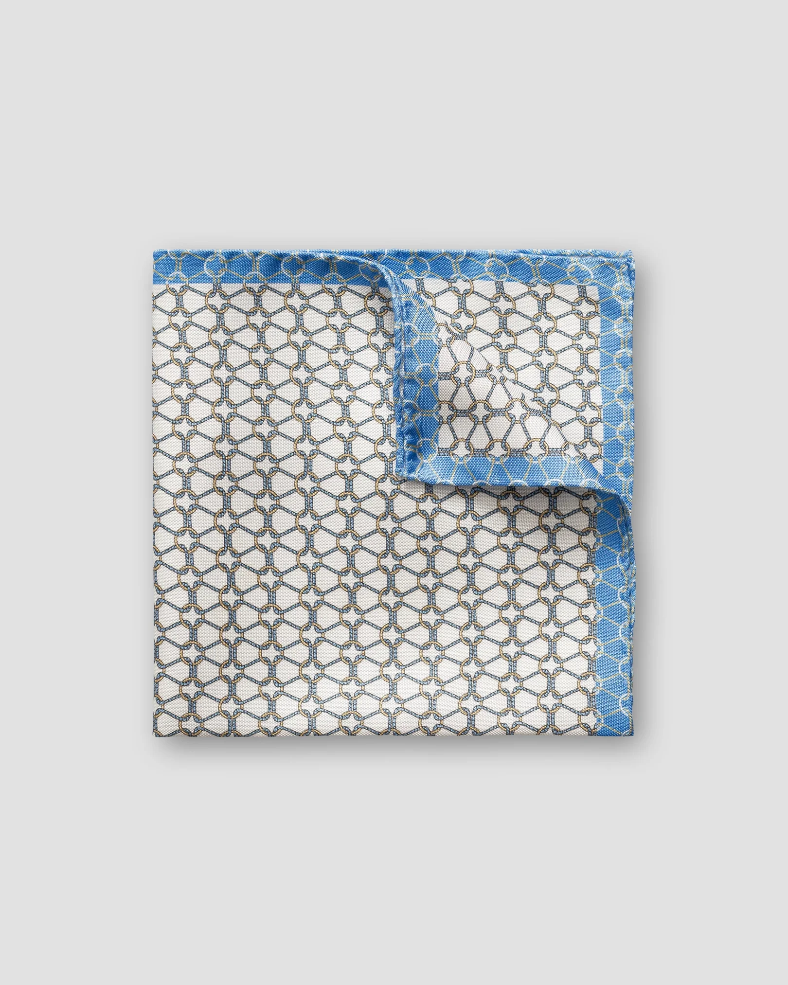 Eton - blue micro chain print silk pocket square