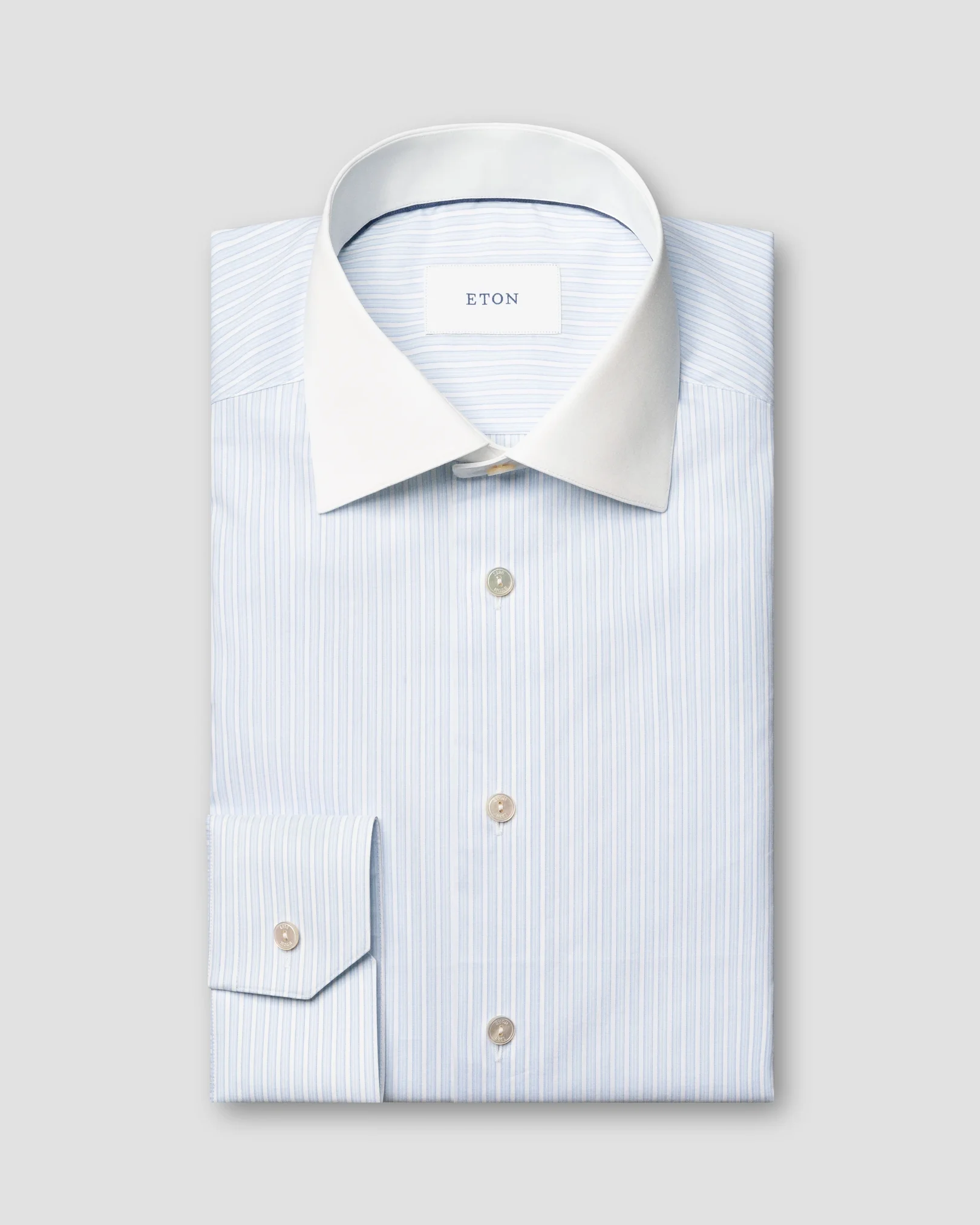 Eton - light blue white collar supima 120 shirt