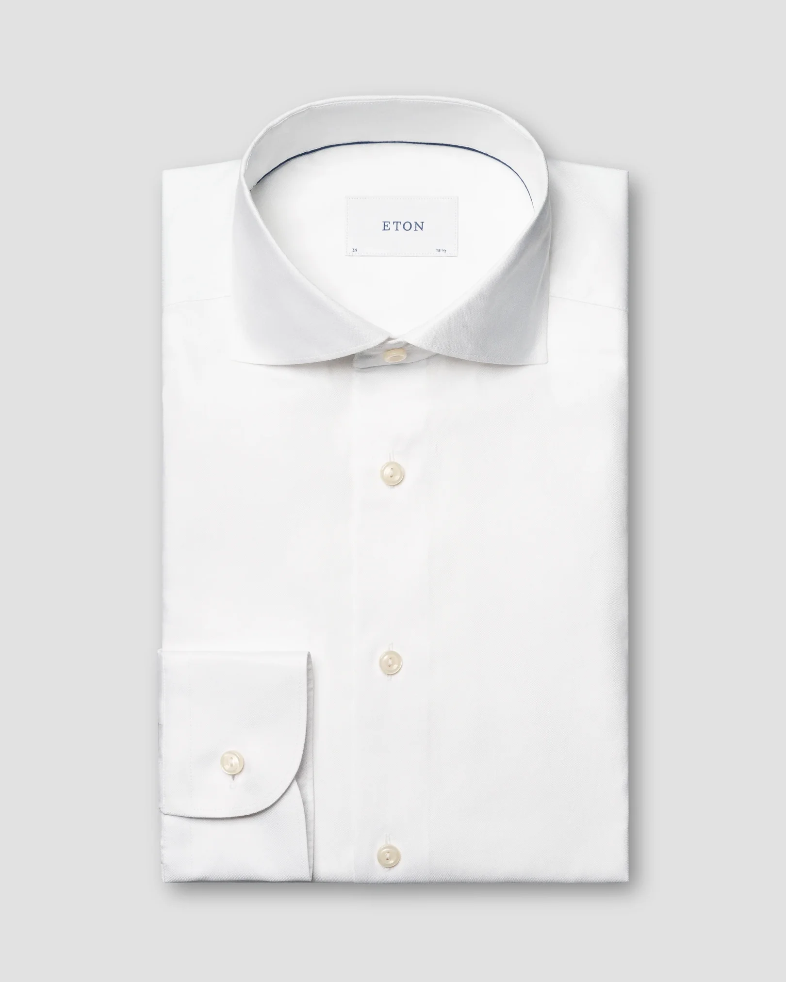 Eton - white solid signature oxford shirt wide spread rounded single slim