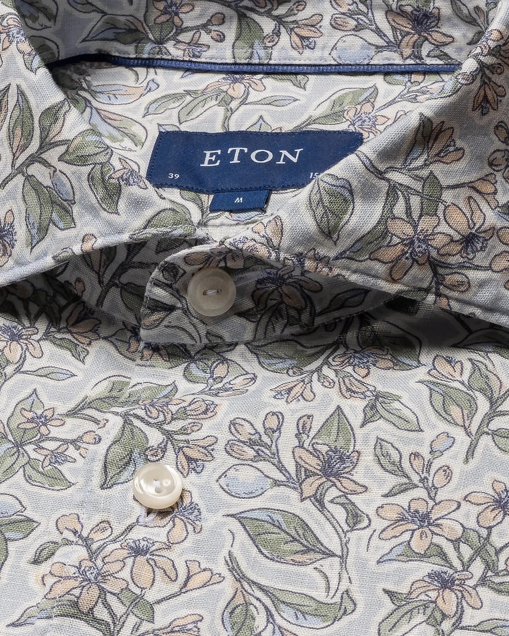 Eton - light blue linen wide spread zagara print