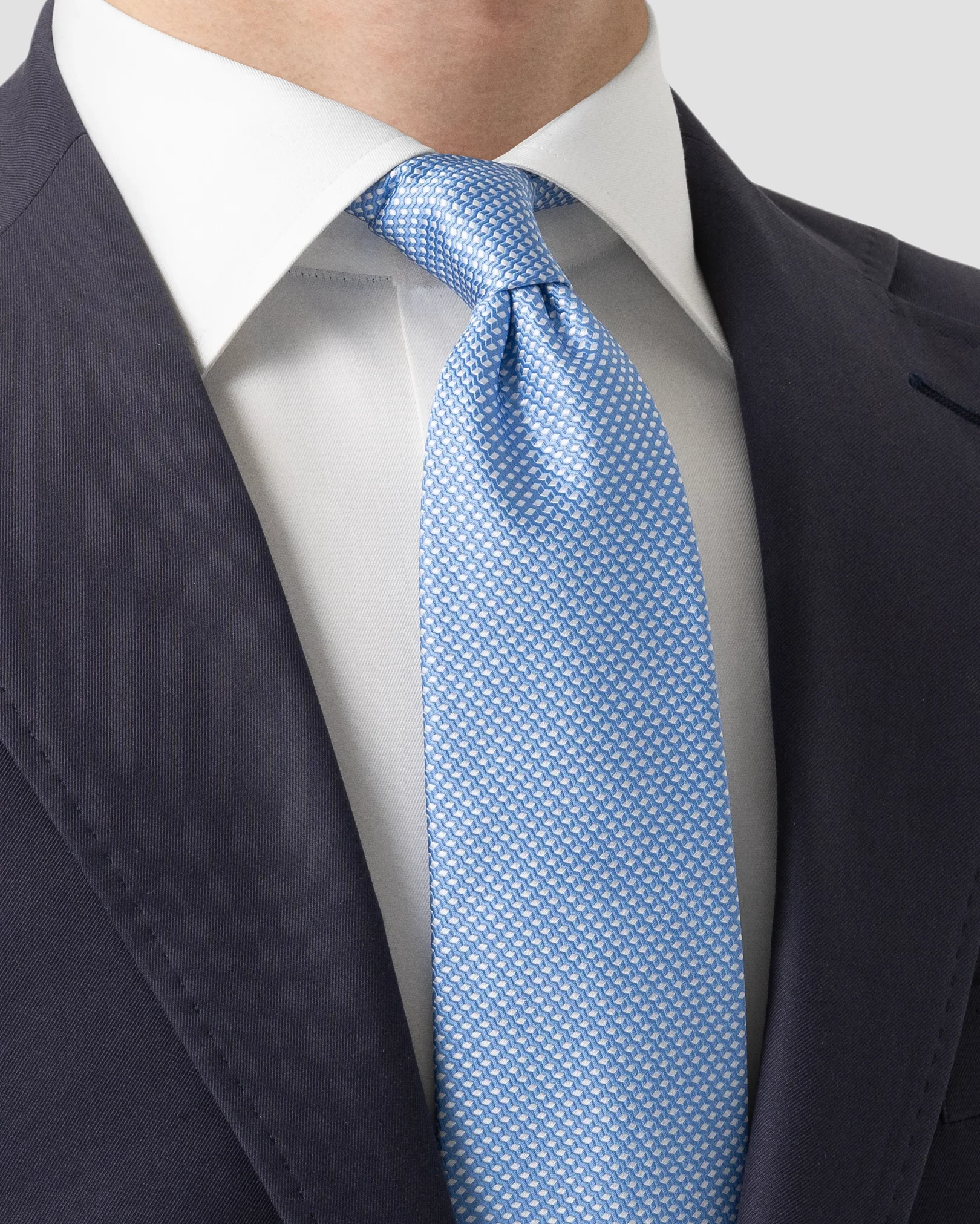 Eton - blue geometric woven silk tie