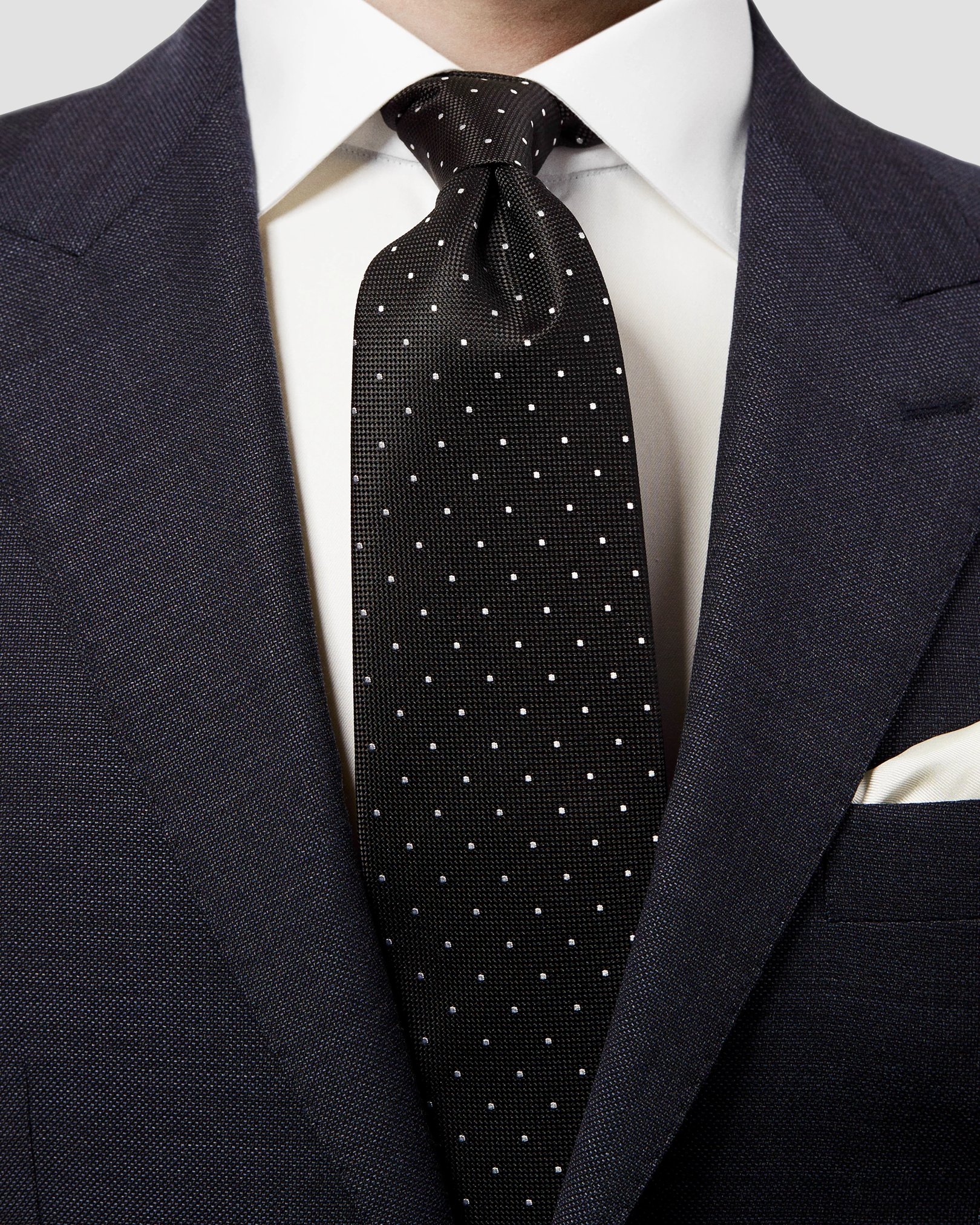 Eton - black polka dot silk tie