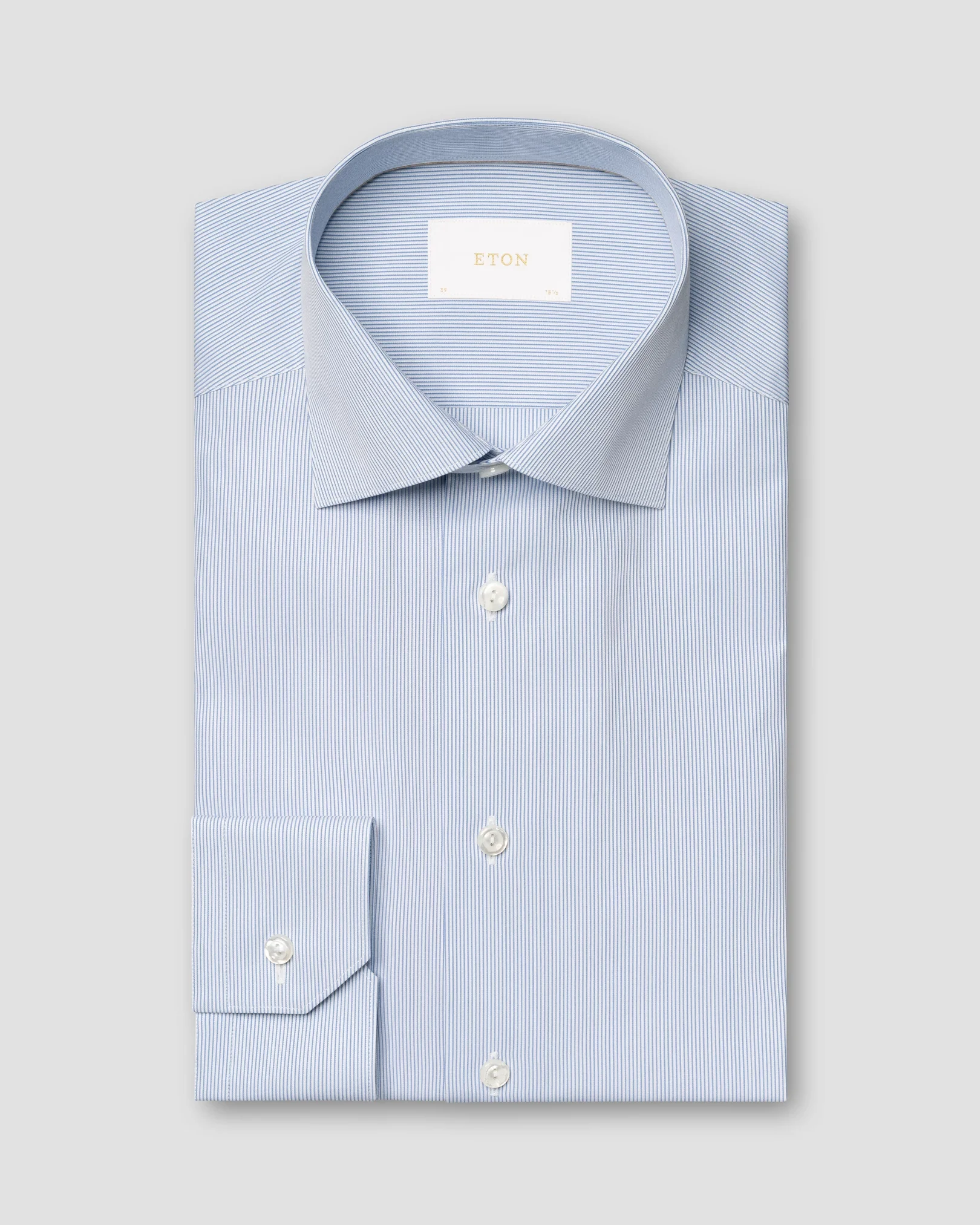 Eton - light blue fine striped elevated pique shirt