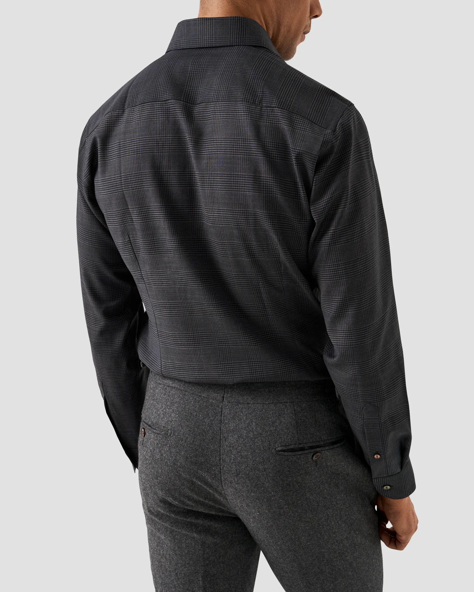 Eton - grey check merino shirt