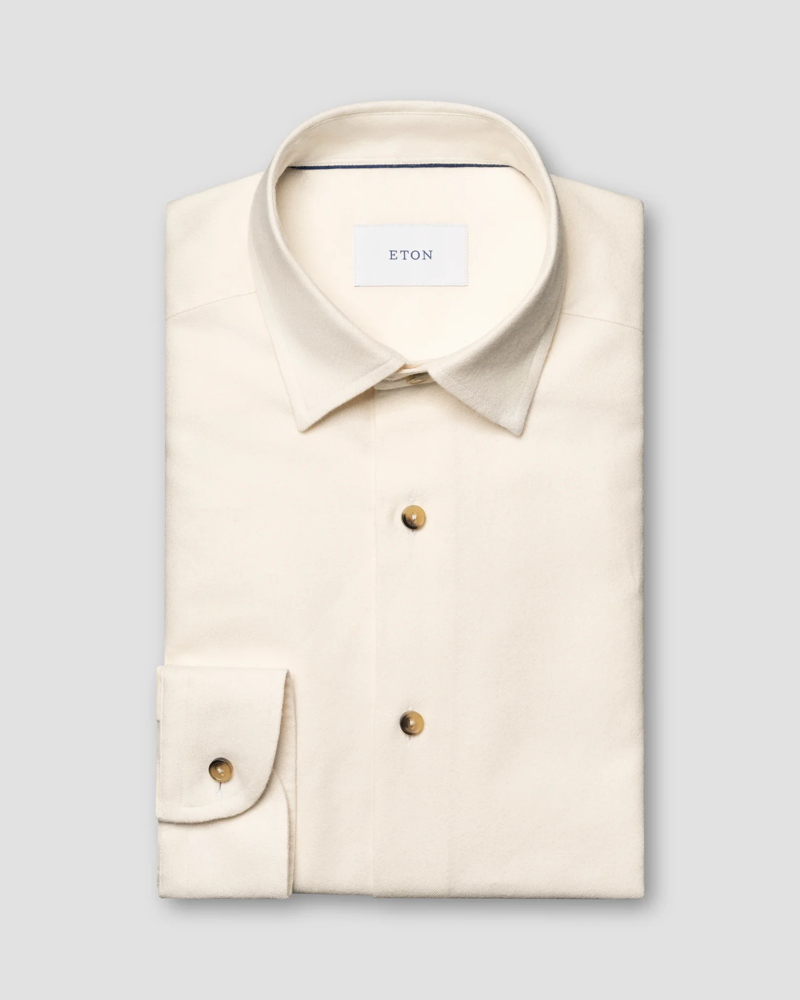 Eton - white solid flannel shirt