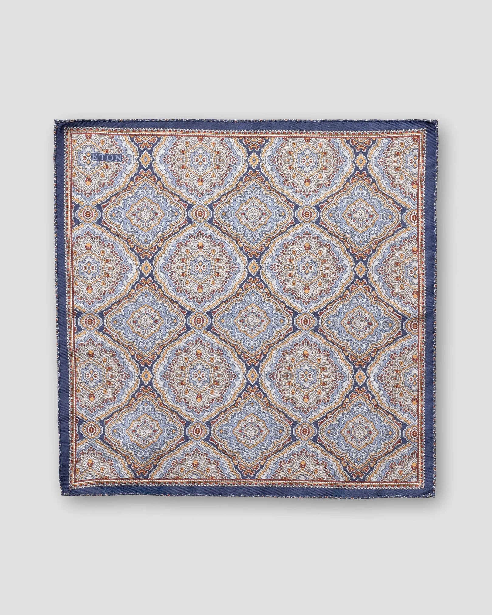 Eton - navy blue two face silk pocket square