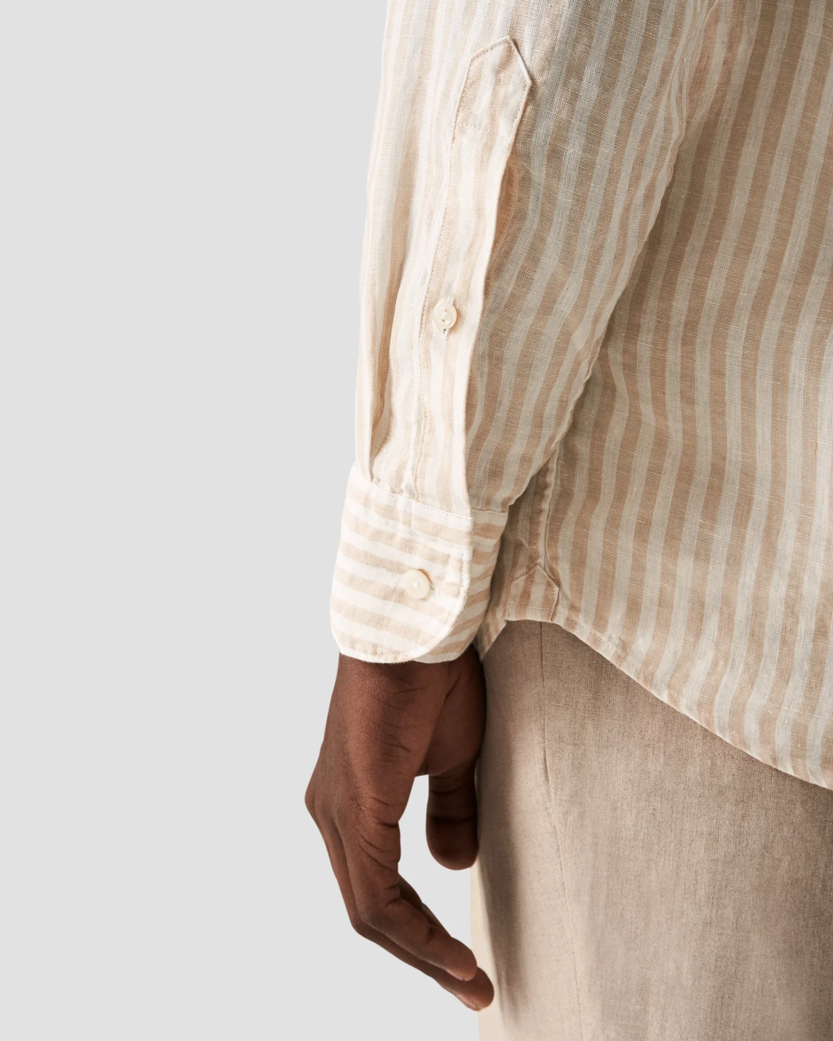 Eton - Light Brown Striped Linen Shirt