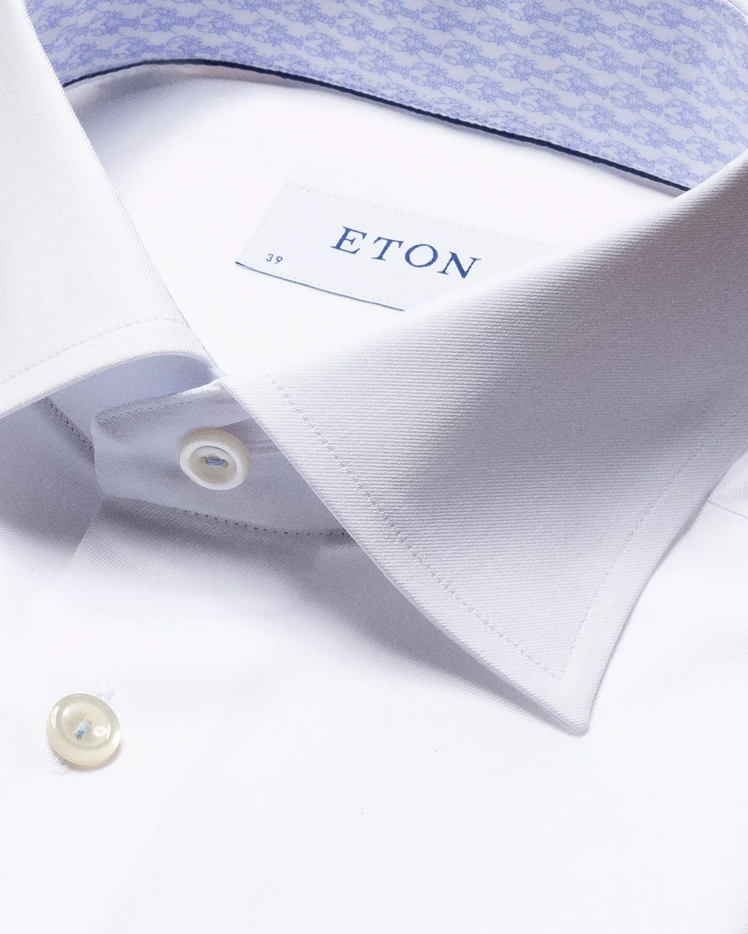 Eton - white signature twill shirt printed details cut away