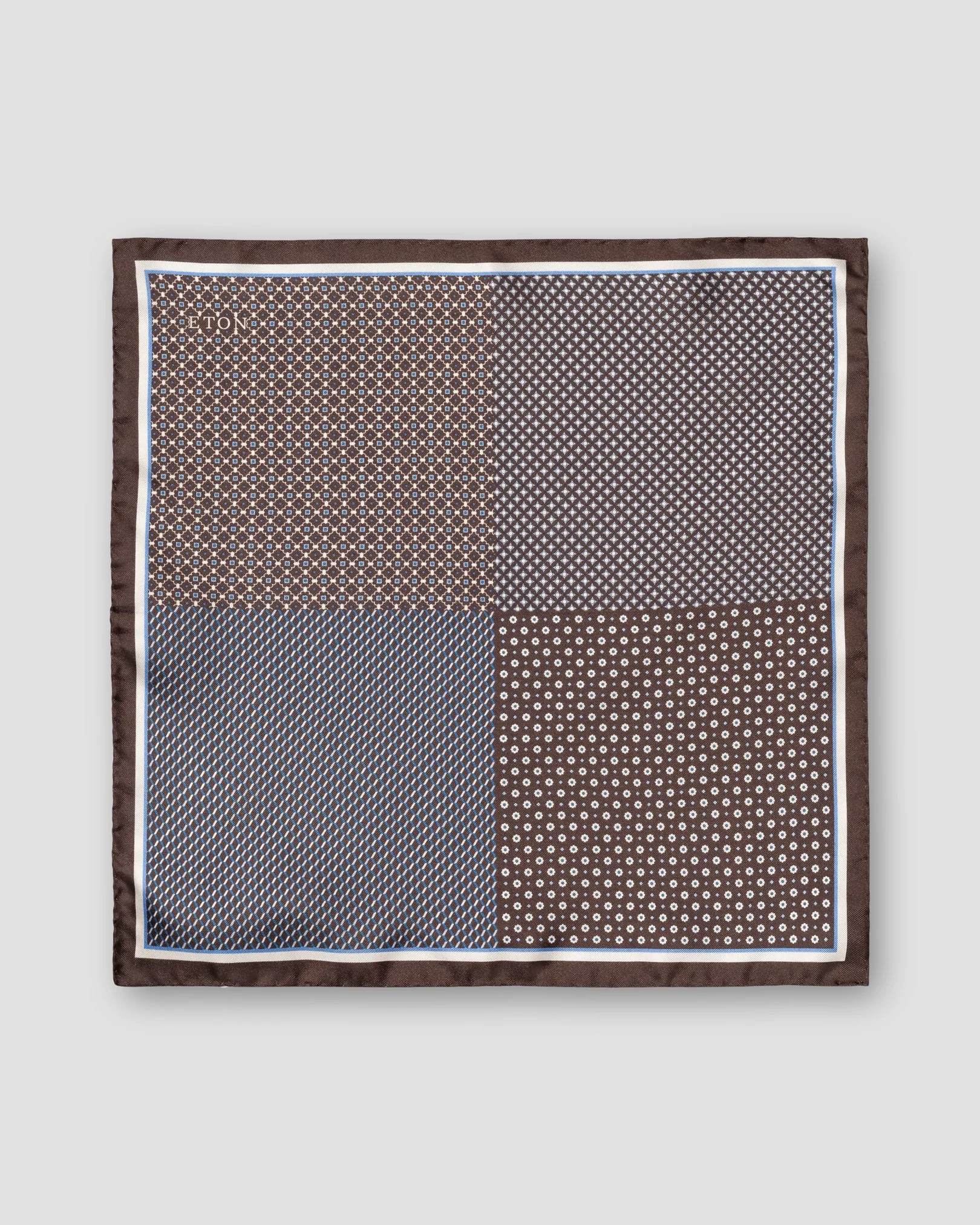 Eton - brown four sided silk pocket square