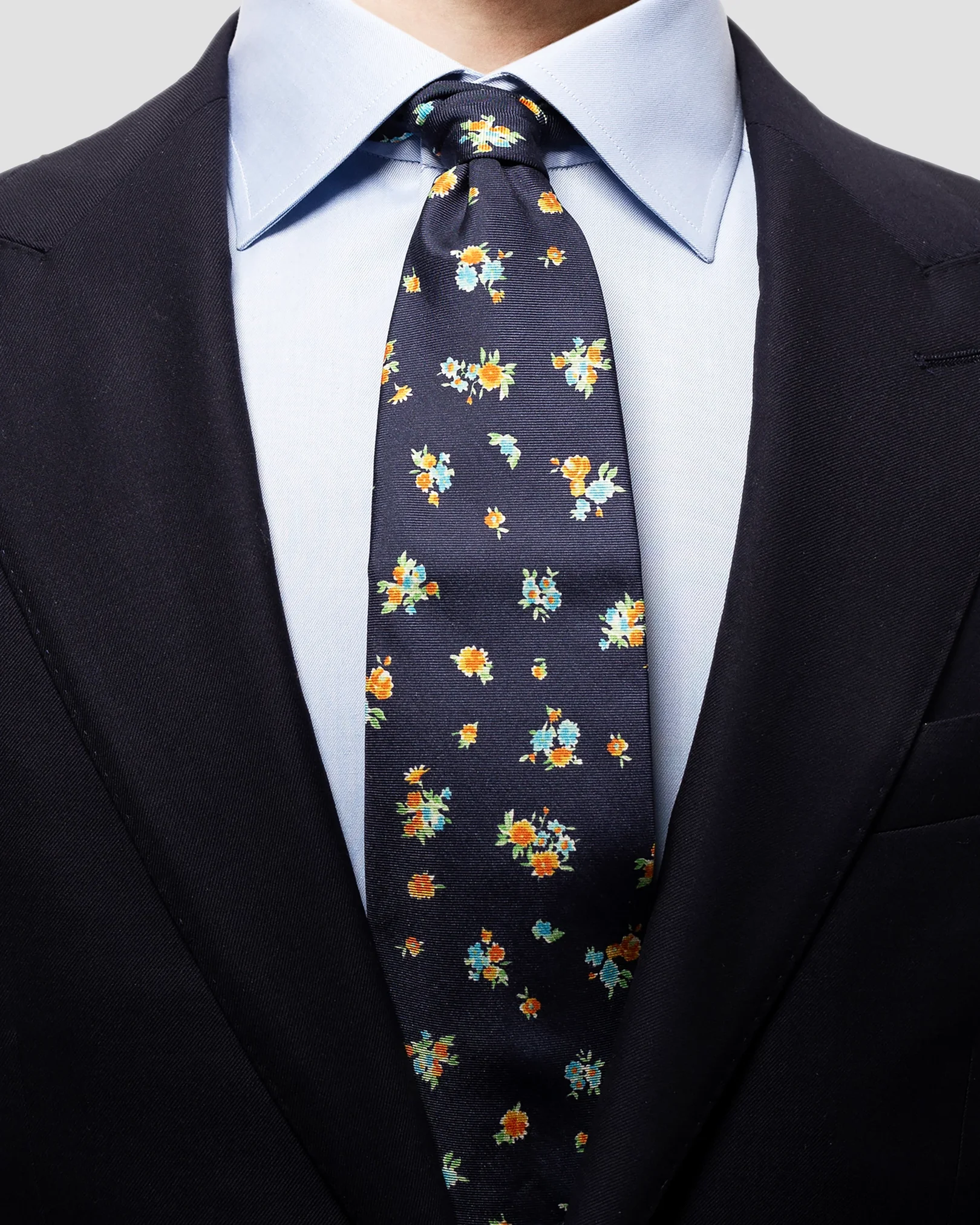 Eton - navy floral tie