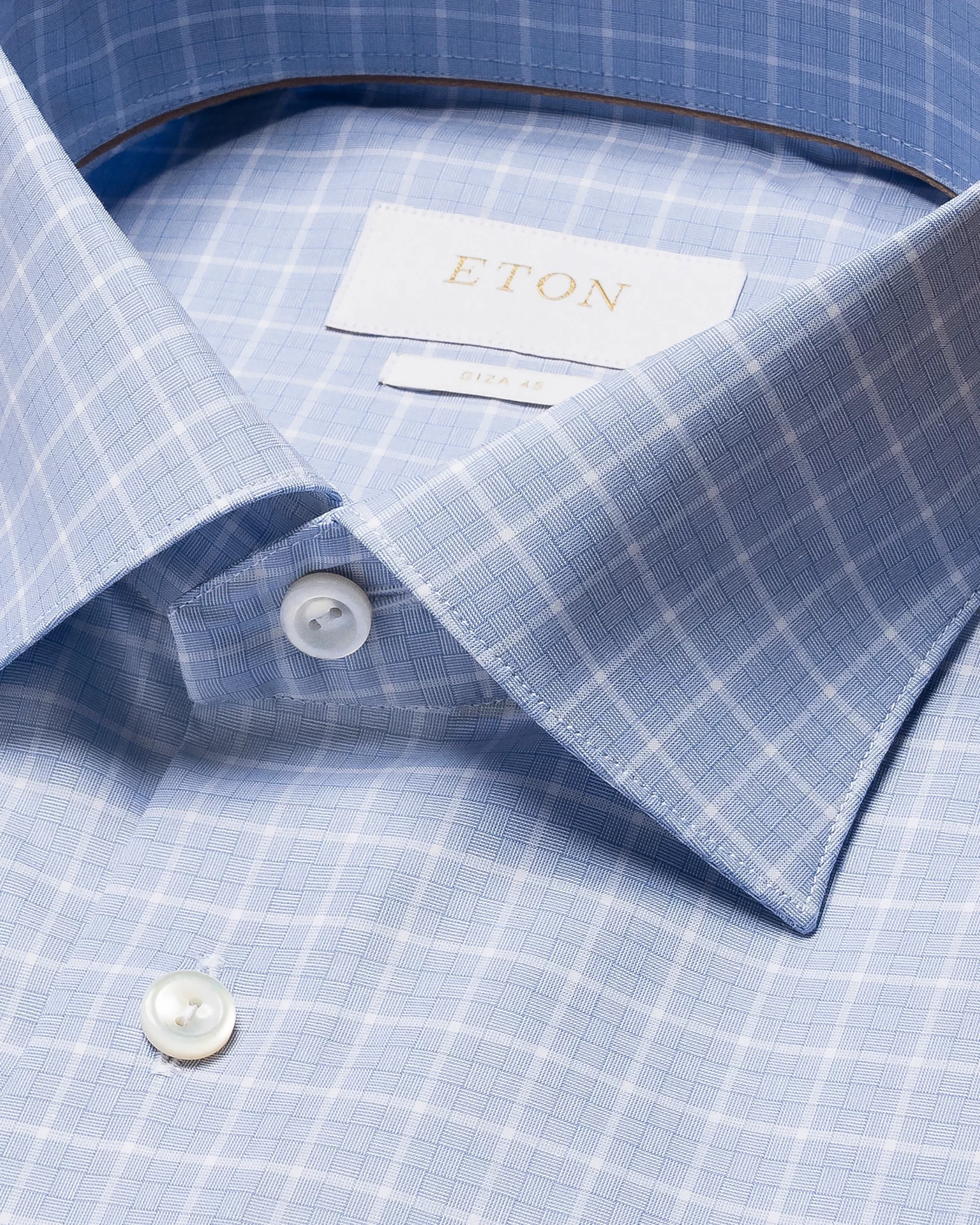 Chemise bleu clair à micro-carreaux en coton Giza 45