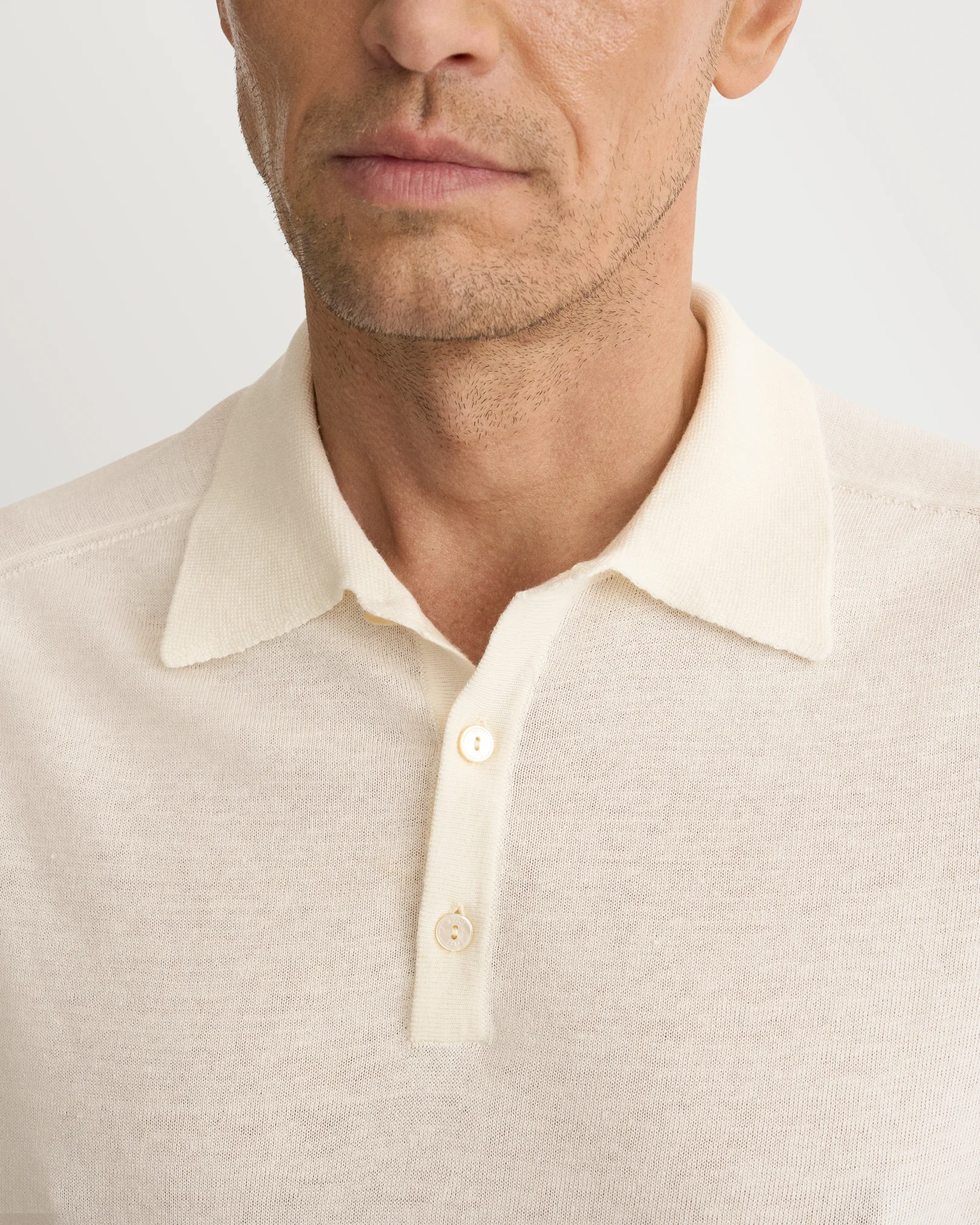 Eton - cotton linen fine knit polo shirt
