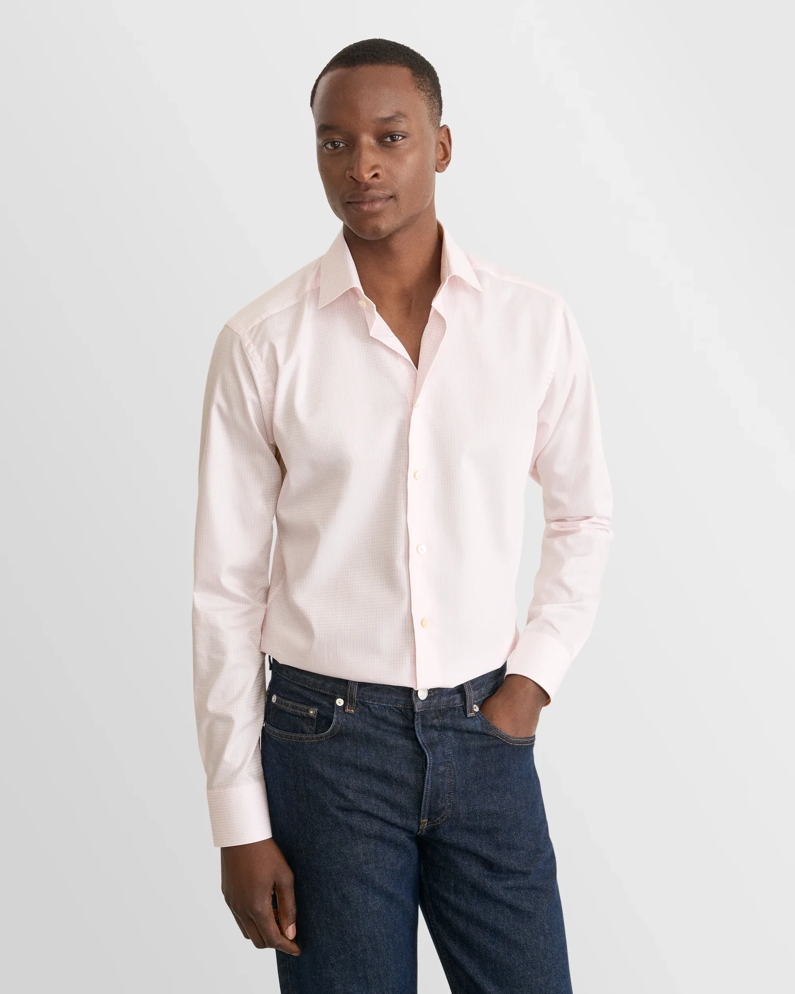 Eton - pink checked supima shirt cut away single contemporary