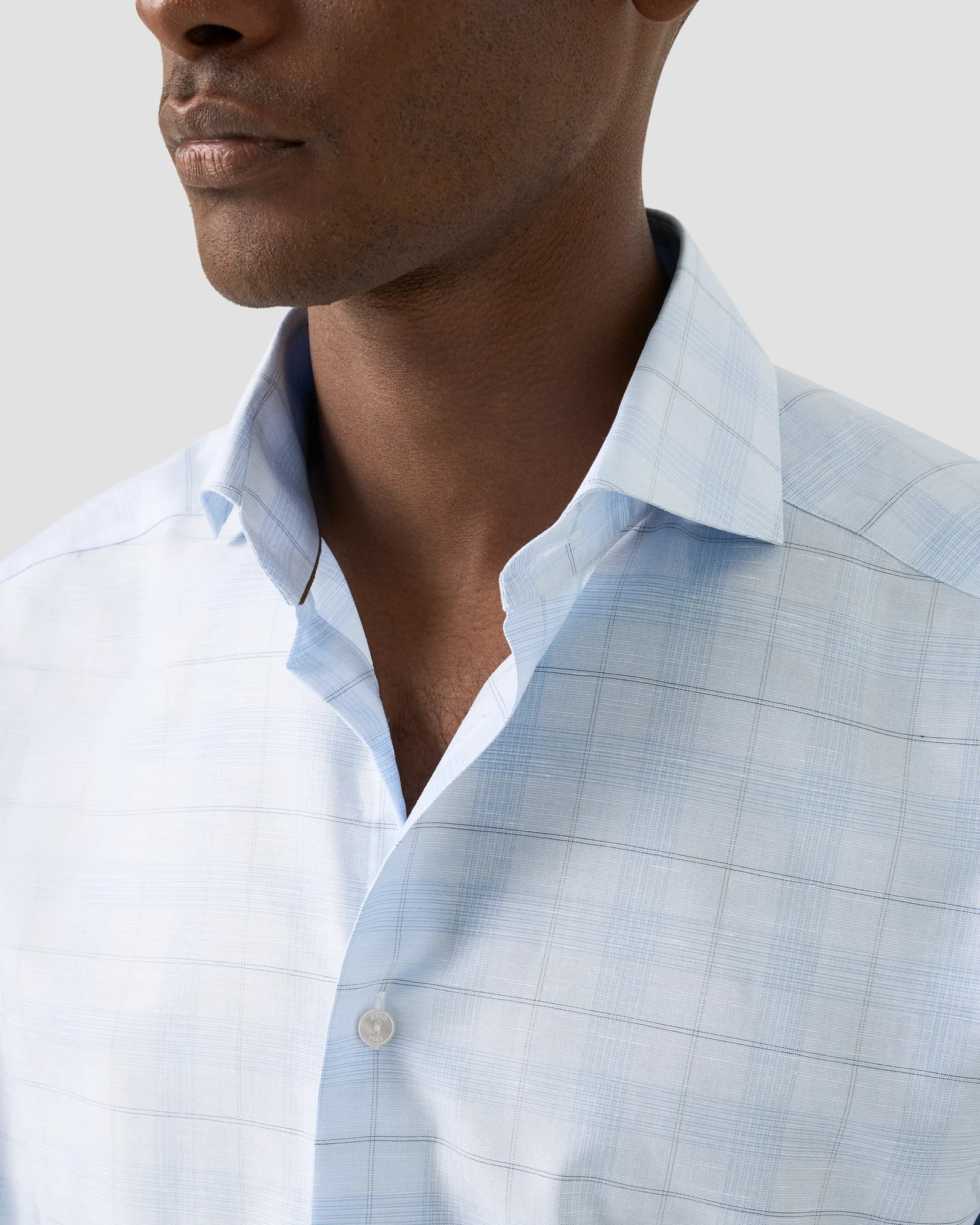 Eton - check cotton linen shirt