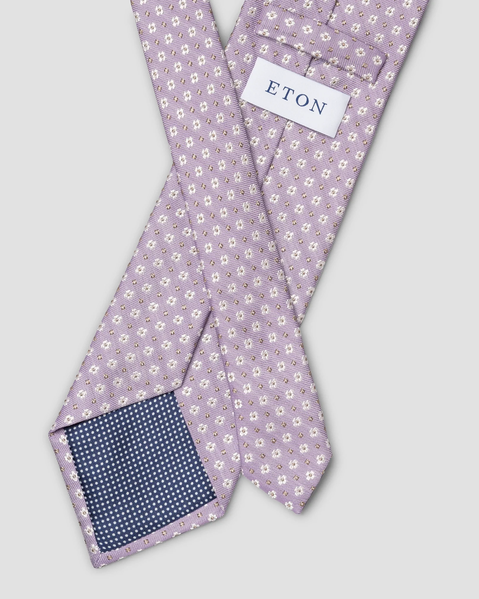 Cravate en coton et soie imprimé floral violet clair